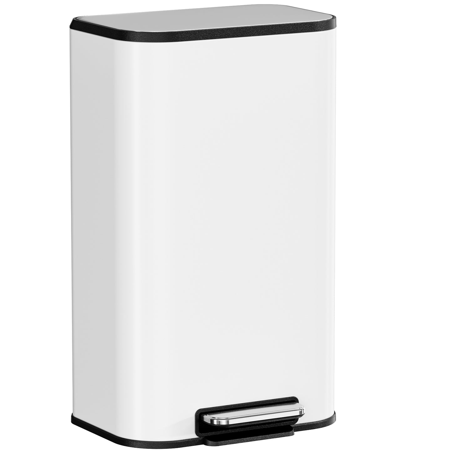 Pirecart 13.2 Gal Trash Can, Stainless Steel Garbage Can with Removable Inner Bucket & Handle, Square Garbage Bin with Soft Lid for Kitchen, Living Room