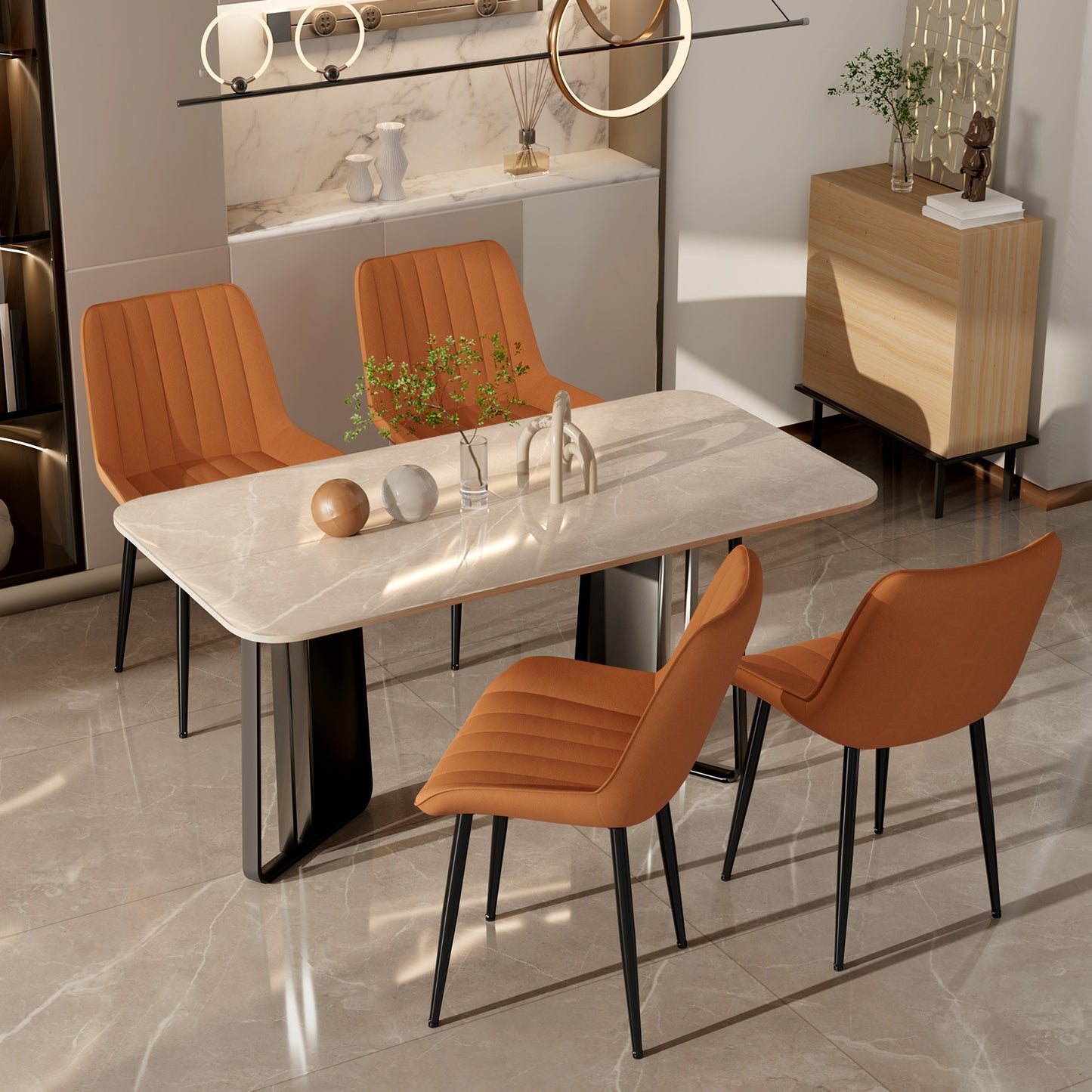 Pirecart High Back Dining Room Chairs, Set of 2/4 PU Leather Dining Chairs with Thick Cushions, Wide Padded Seat, Metal Legs for Kitchen, Living Room