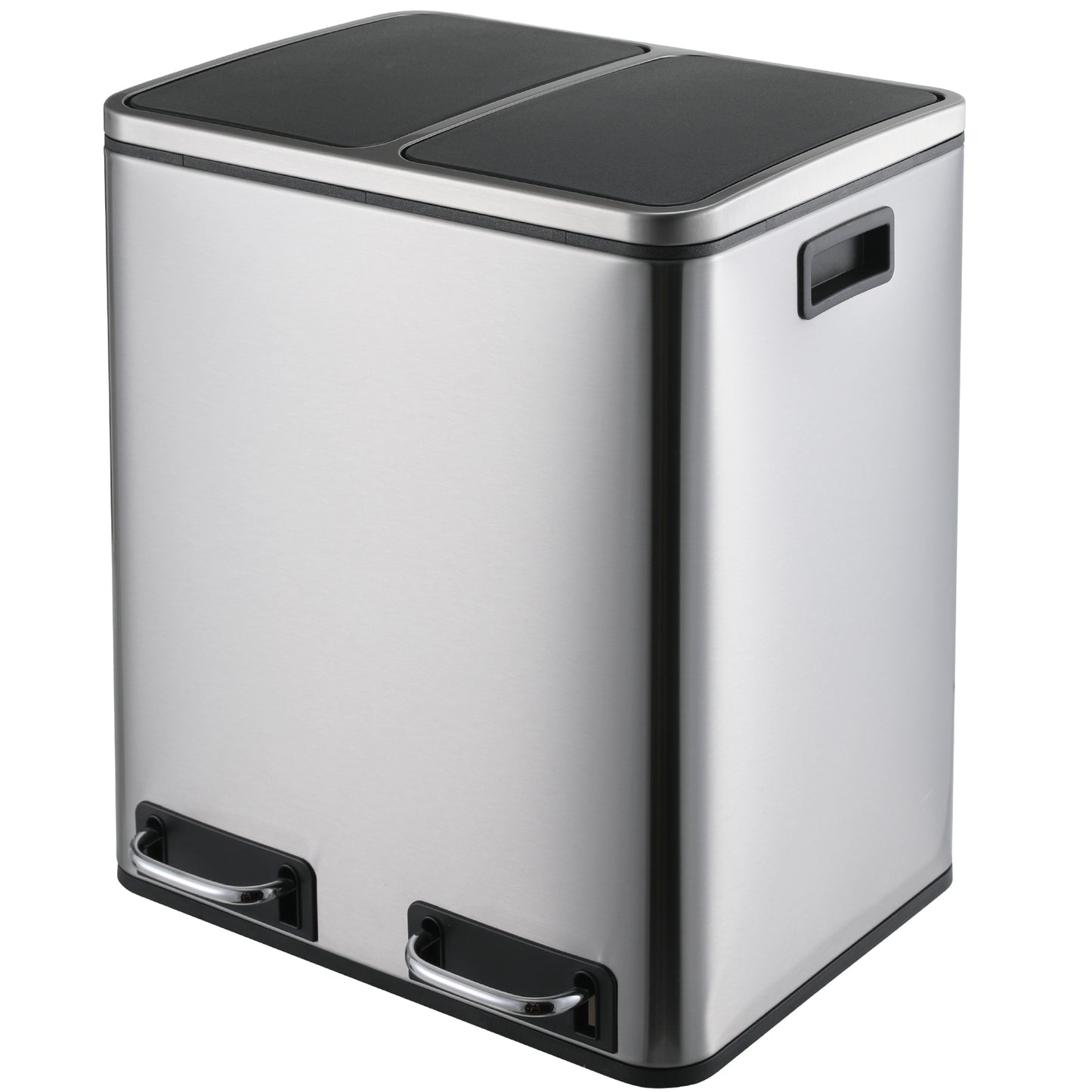 pirecart 2 x 4 Gallon Dual Trash Can Rectangular Dual Compartment Recycling Bin Stainless Steel