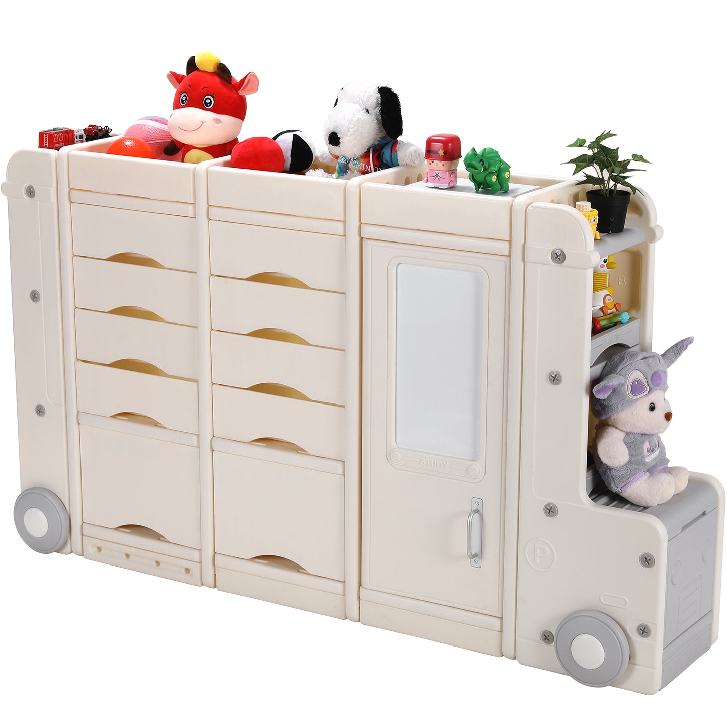 pirecart Large Toddler Truck Storage Organizer with Plastic Bins