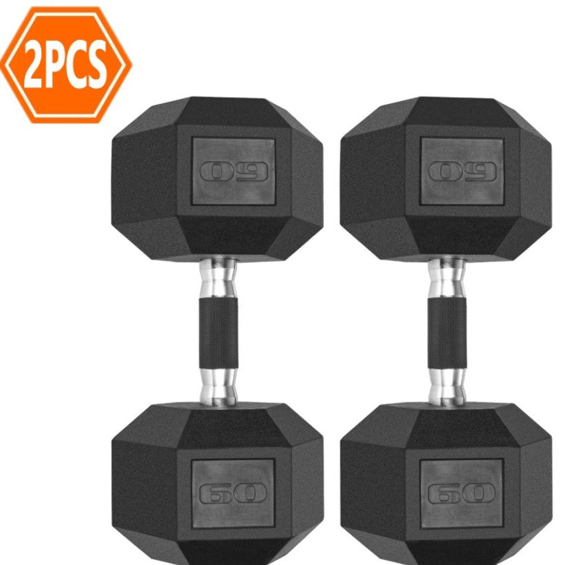 PIRECAT Rubber Grip Dumbbells Rubber Coated Cast Iron, with Anti-Slip Hex Black Dumbbell, Free Weights Dumbbell Set, 60lb/ 65lb/ 70lb/ 75lb dumbbells set of 2