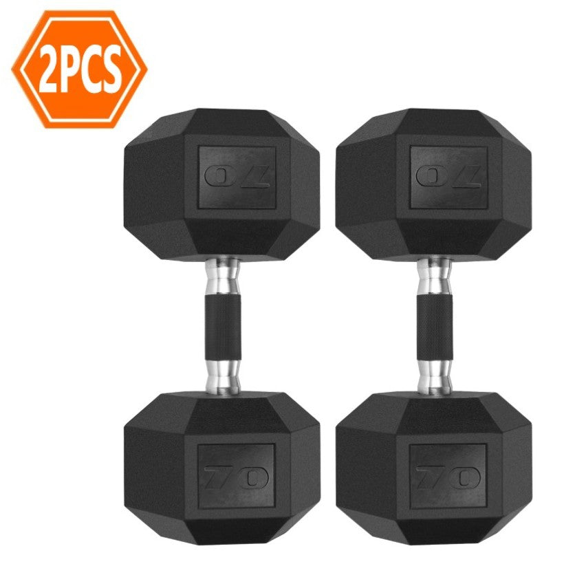 PIRECAT Rubber Grip Dumbbells Rubber Coated Cast Iron, with Anti-Slip Hex Black Dumbbell, Free Weights Dumbbell Set, 60lb/ 65lb/ 70lb/ 75lb dumbbells set of 2