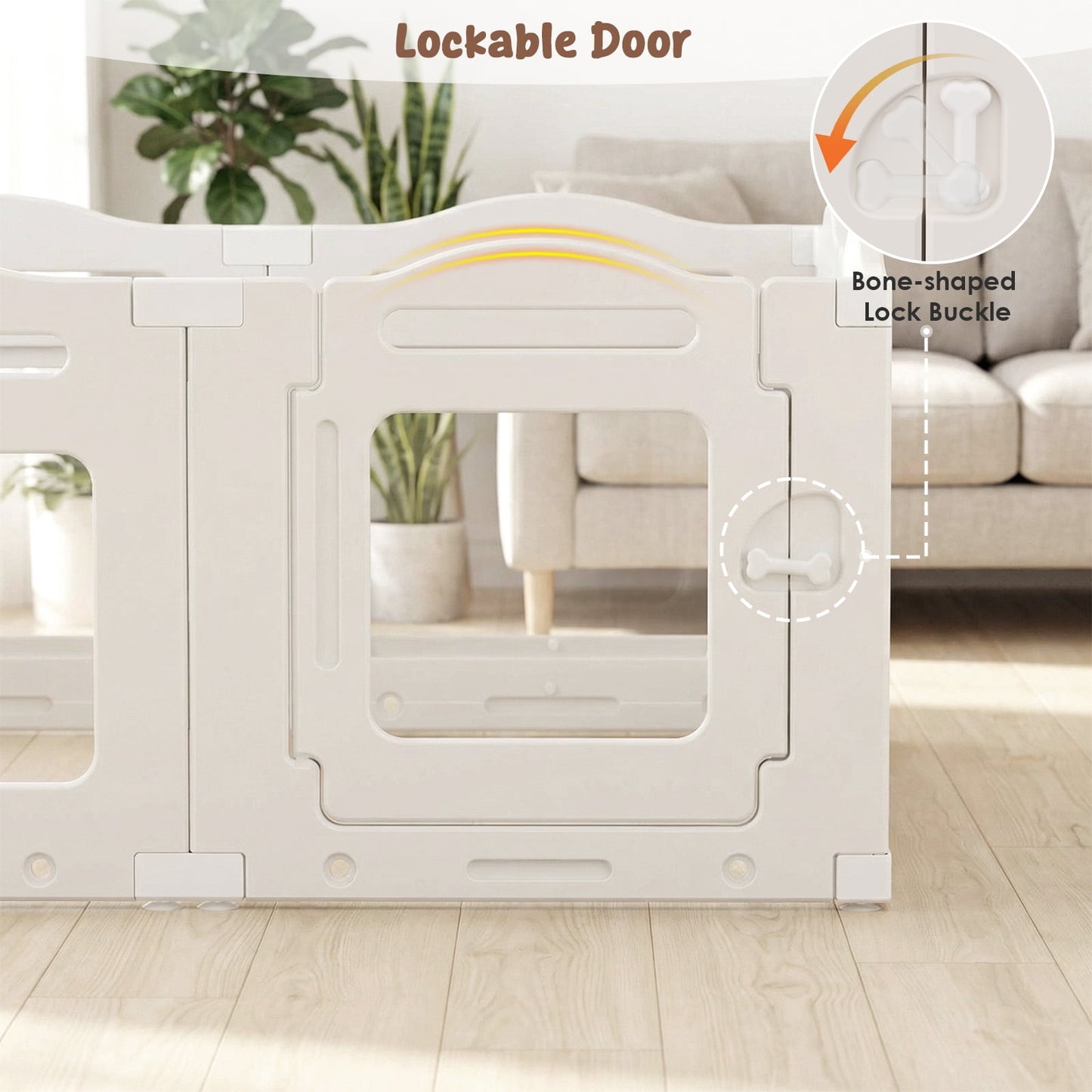 Pirecart Dog Playpen, Clear Acrylic Puppys Fences with Secure Locking Door, Freely Disassembled and Combined Whelping Cage (23.6" H, 8PCS) for Medium Pets, Puppies & Cats, Indoor, Outdoor