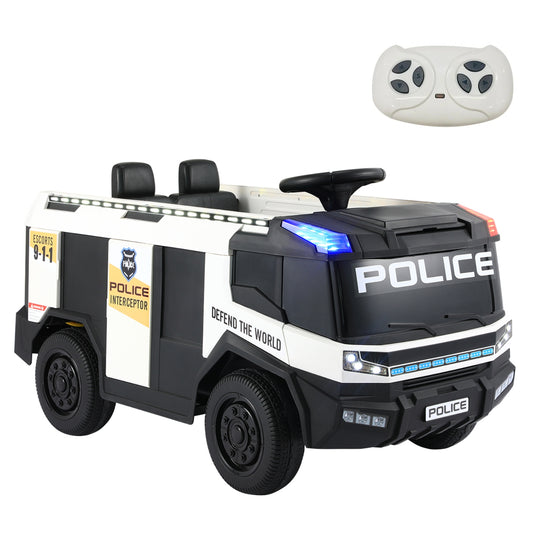 Pirecart 12V Kids Ride on Car Electric Powered Fire Truck Car with Remote Control, LED Light, Siren and Water Gun