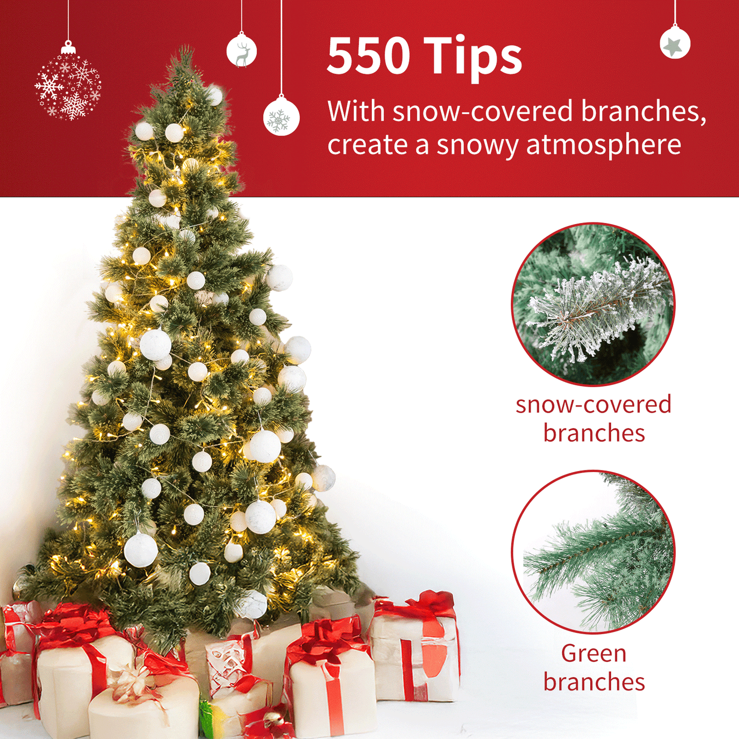 pirecart 6/8/9ft Artificial Holiday Christmas Tree Standing Xmas Tree W/Pre-lighted Decor