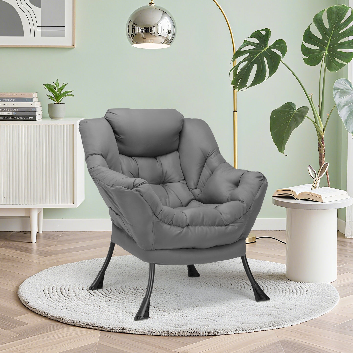 Pirecart Lazy Chair Large Accent Chair, Modern Reading Chair with Side Pocket, Comfy Living Room Chair, Lounge chair for Bedroom, Dorm