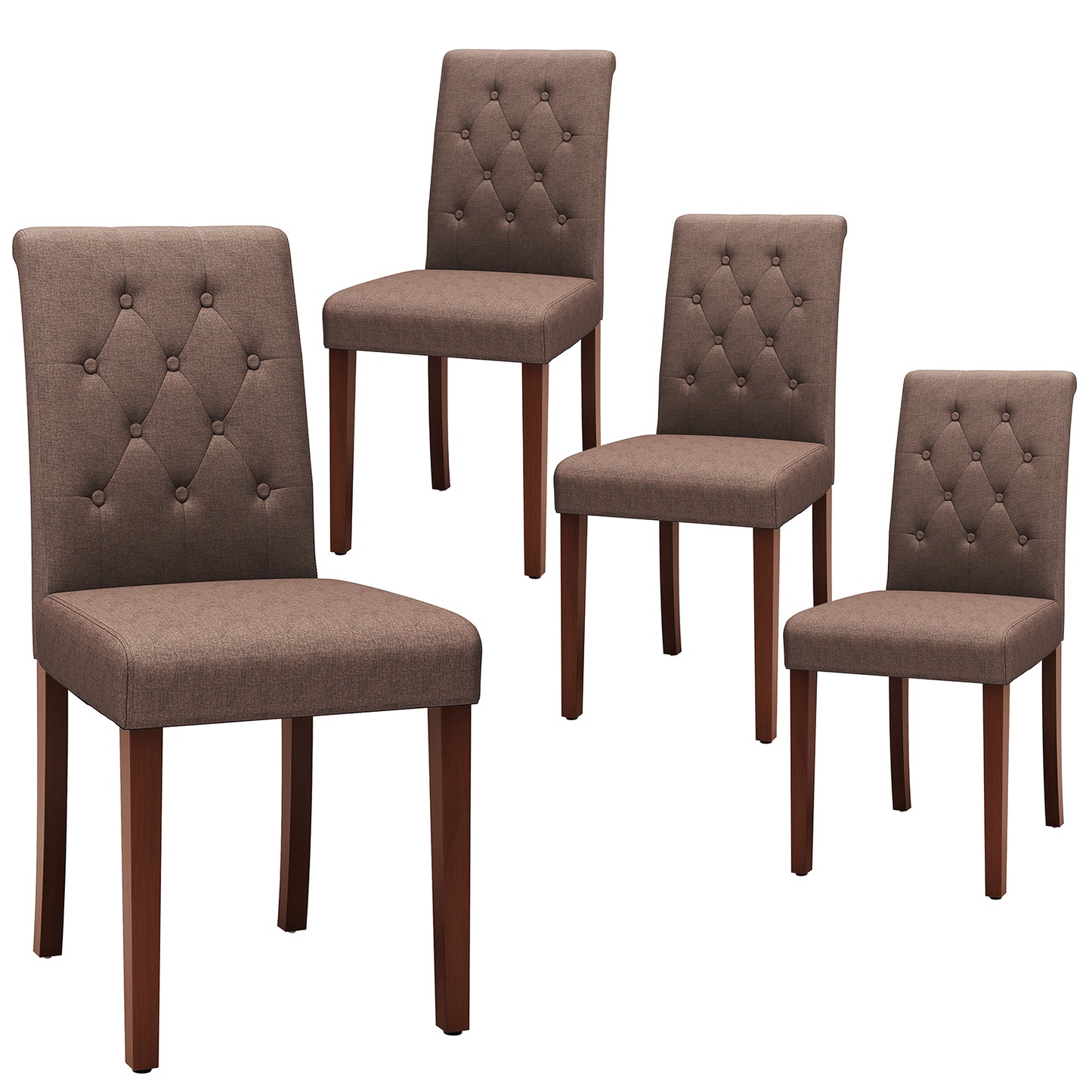 Pirecart Dining Chairs, Kitchen Chairs Set of 4, Button-Tufted Parsons Design Upholstered Fabric Chairs with Solid Wood Legs, for Dining Room & Kitchen
