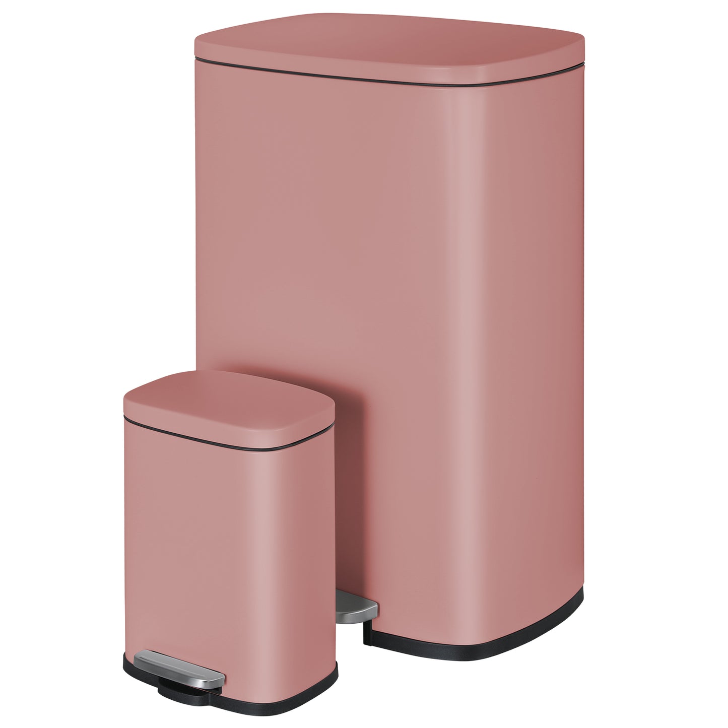 pirecart 13.2+1.3 Gallon Step Trash Can, Kitchen Home Stainless Steel Garbage Bin