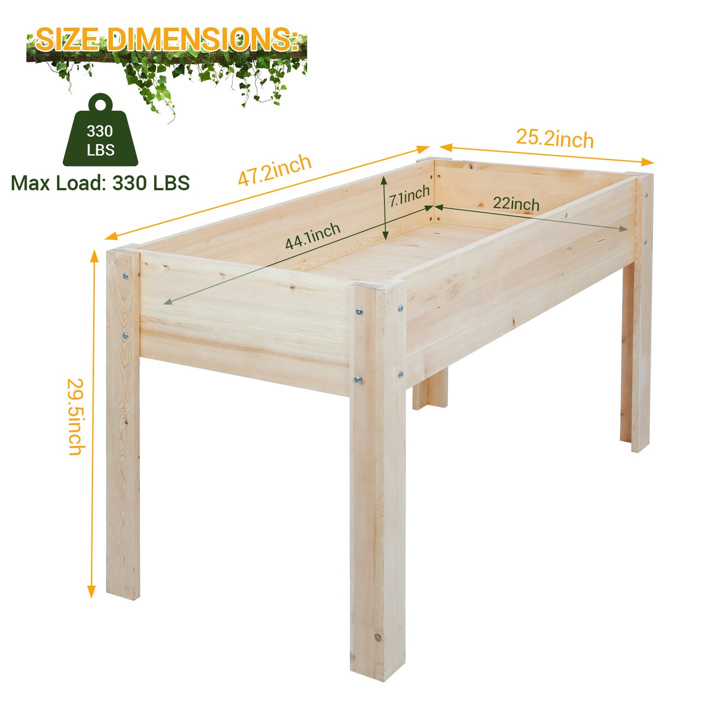 pirecart Elevated Raised Garden Bed Wooden Planter Box Stand with Leg for Backyard, Patio