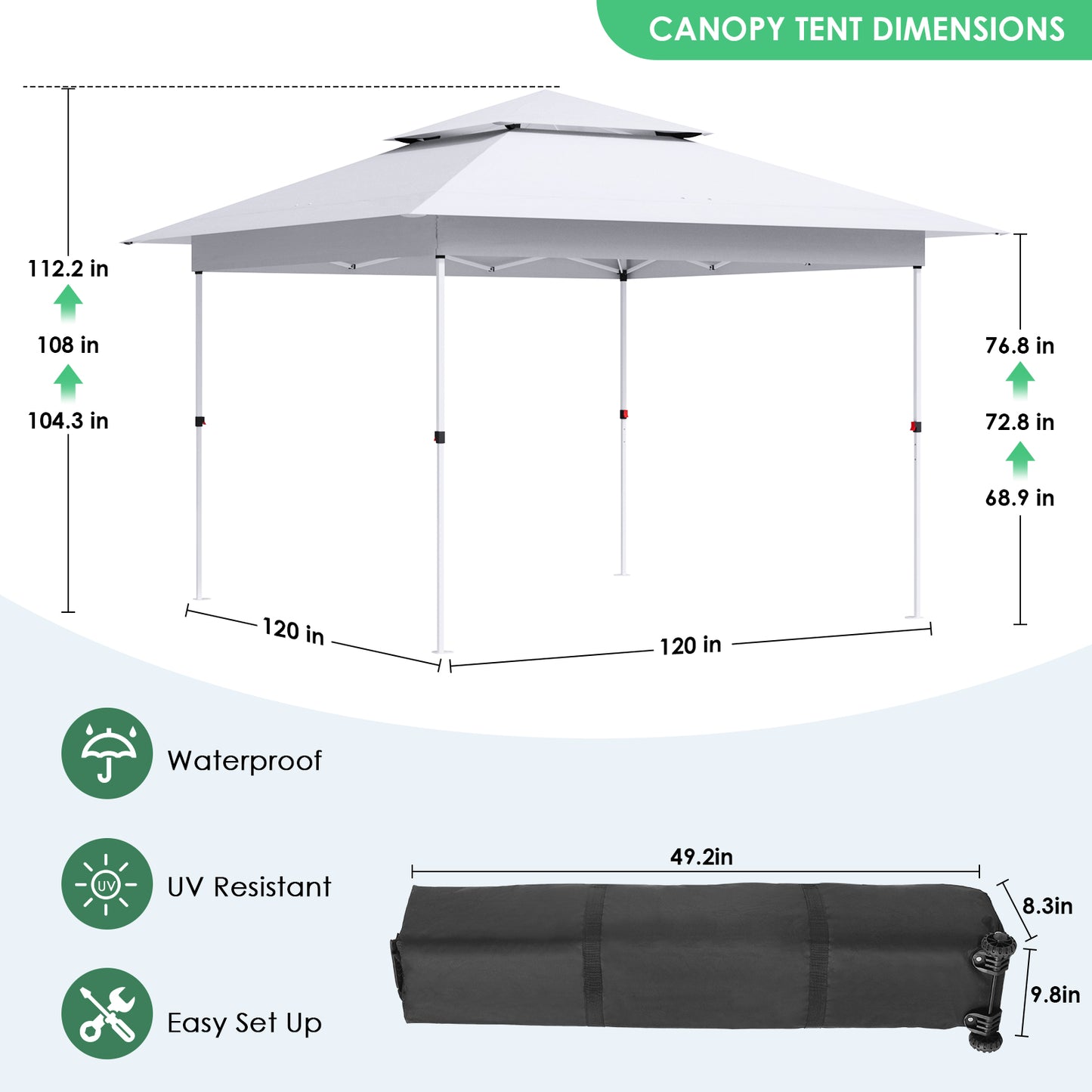 pirecart 12' x 12' Pop up Canopy Tent One Person Folding Commercial Shelter for Party, Camping