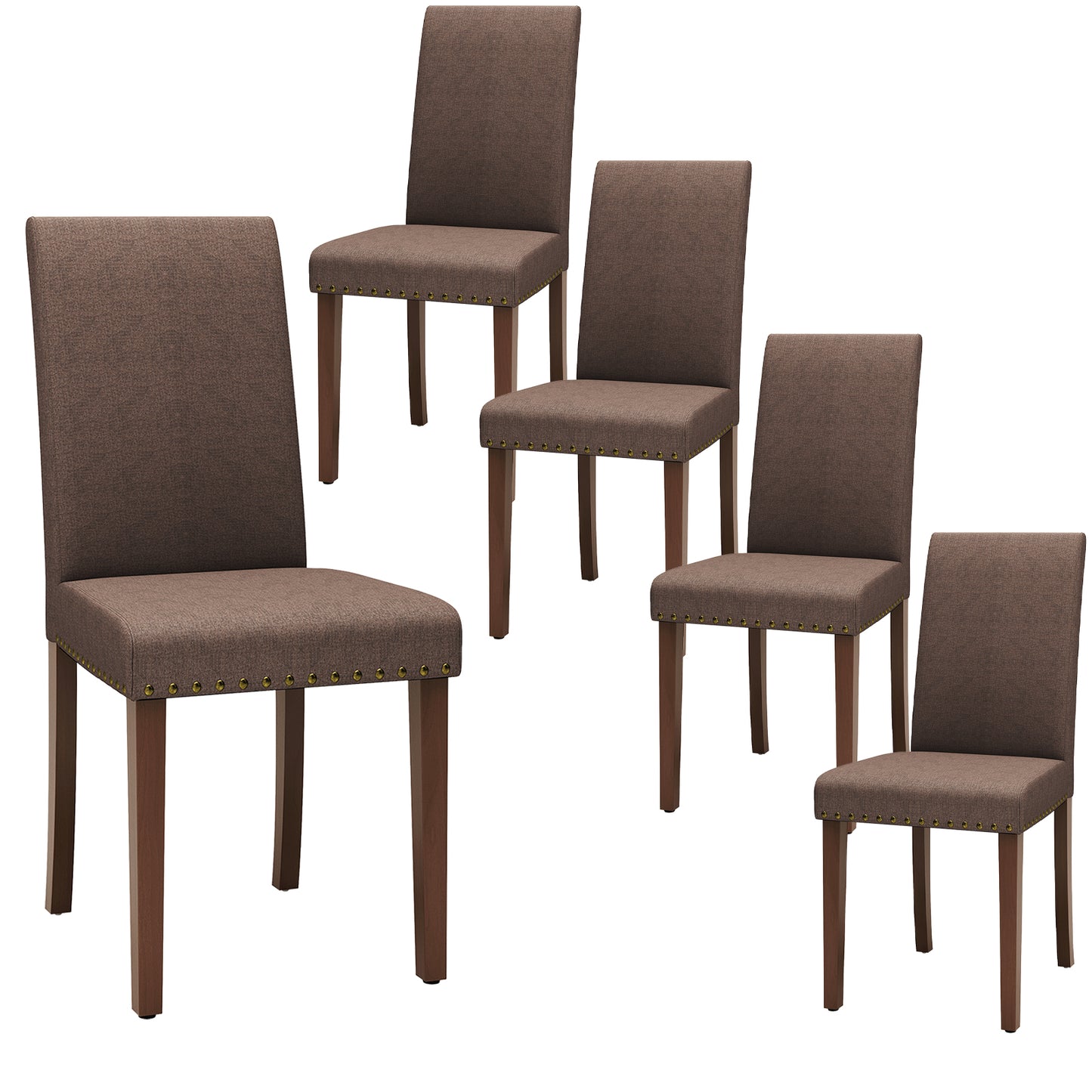 Pirecart 4 PCS Upholstered Dining Chairs Set, Tufted Parsons Design Kitchen Chairs with Nail Head Trim, Solid Wood Legs and Padded Seat, for Kitchen, Dining Room, Living Room