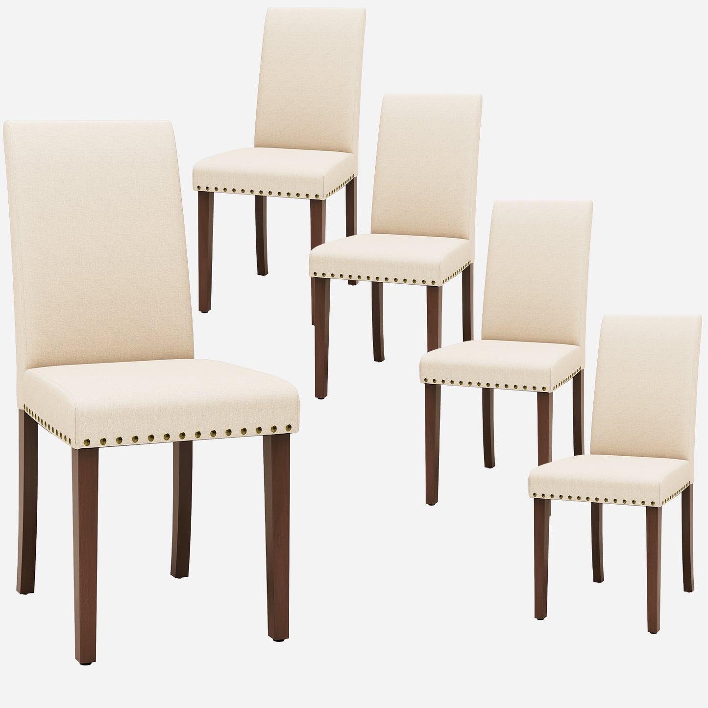 Pirecart 4 PCS Upholstered Dining Chairs Set, Tufted Parsons Design Kitchen Chairs with Nail Head Trim, Solid Wood Legs and Padded Seat, for Kitchen, Dining Room, Living Room