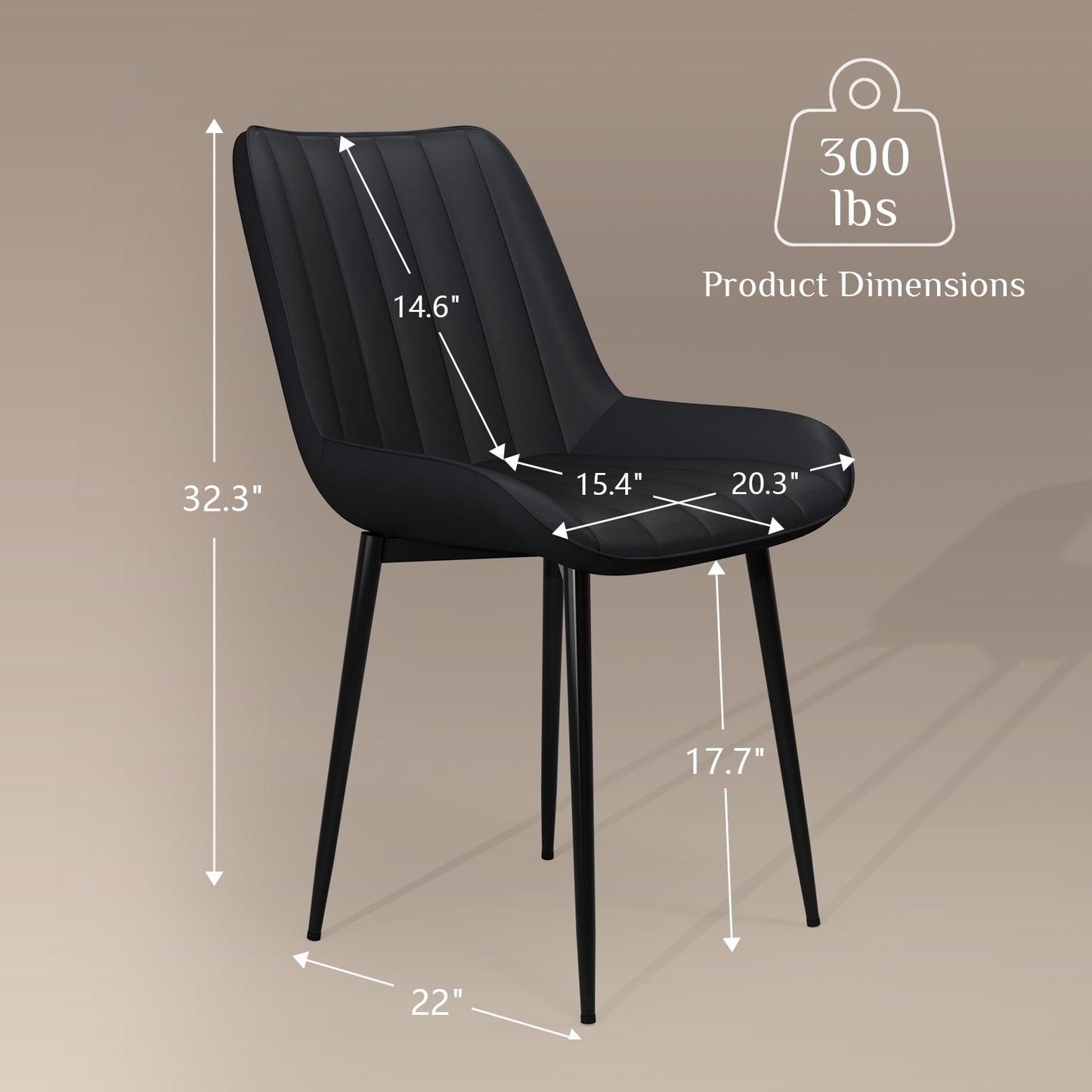 Pirecart High Back Dining Room Chairs, Set of 2/4 PU Leather Dining Chairs with Thick Cushions, Wide Padded Seat, Metal Legs for Kitchen, Living Room