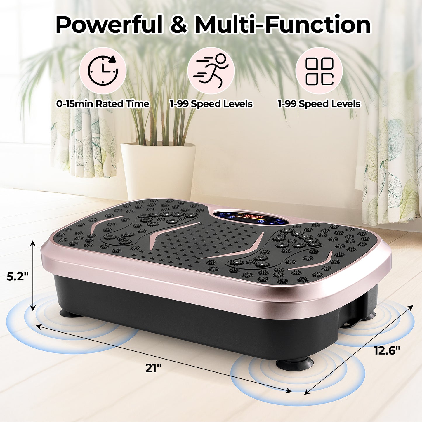 pirecart Vibration Plate Exercise Machine Full Body Workout Home Platform with 2 Resistance Bands