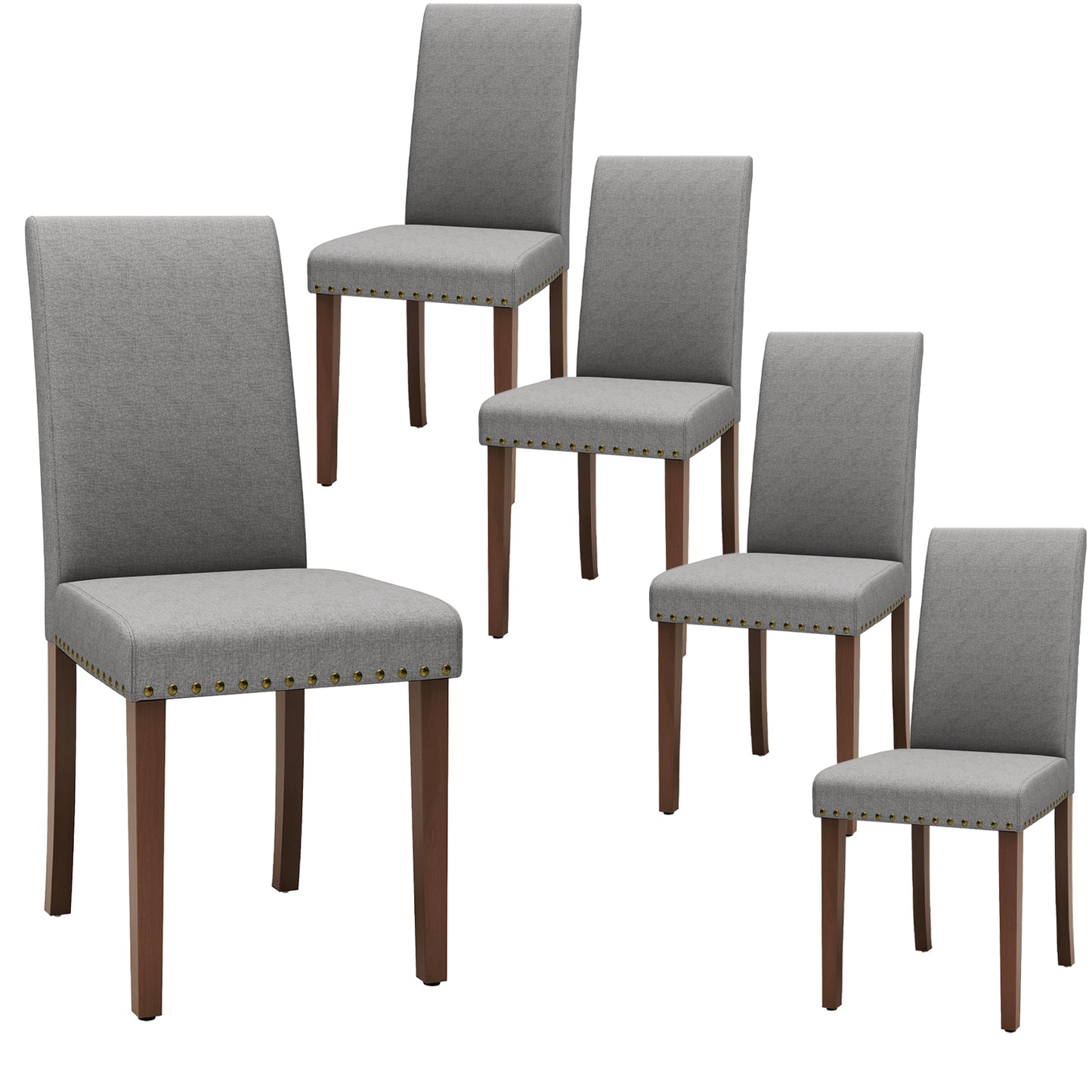 Pirecart 4 PCS Upholstered Dining Chairs Set, Tufted Parsons Design Kitchen Chairs with Nail Head Trim, Solid Wood Legs and Padded Seat, for Kitchen, Dining Room, Living Room