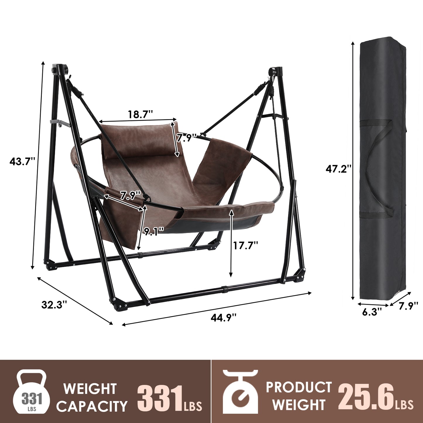 pirecart Hammock with Stand, Outdoor Foldable Hammock Swing Chair