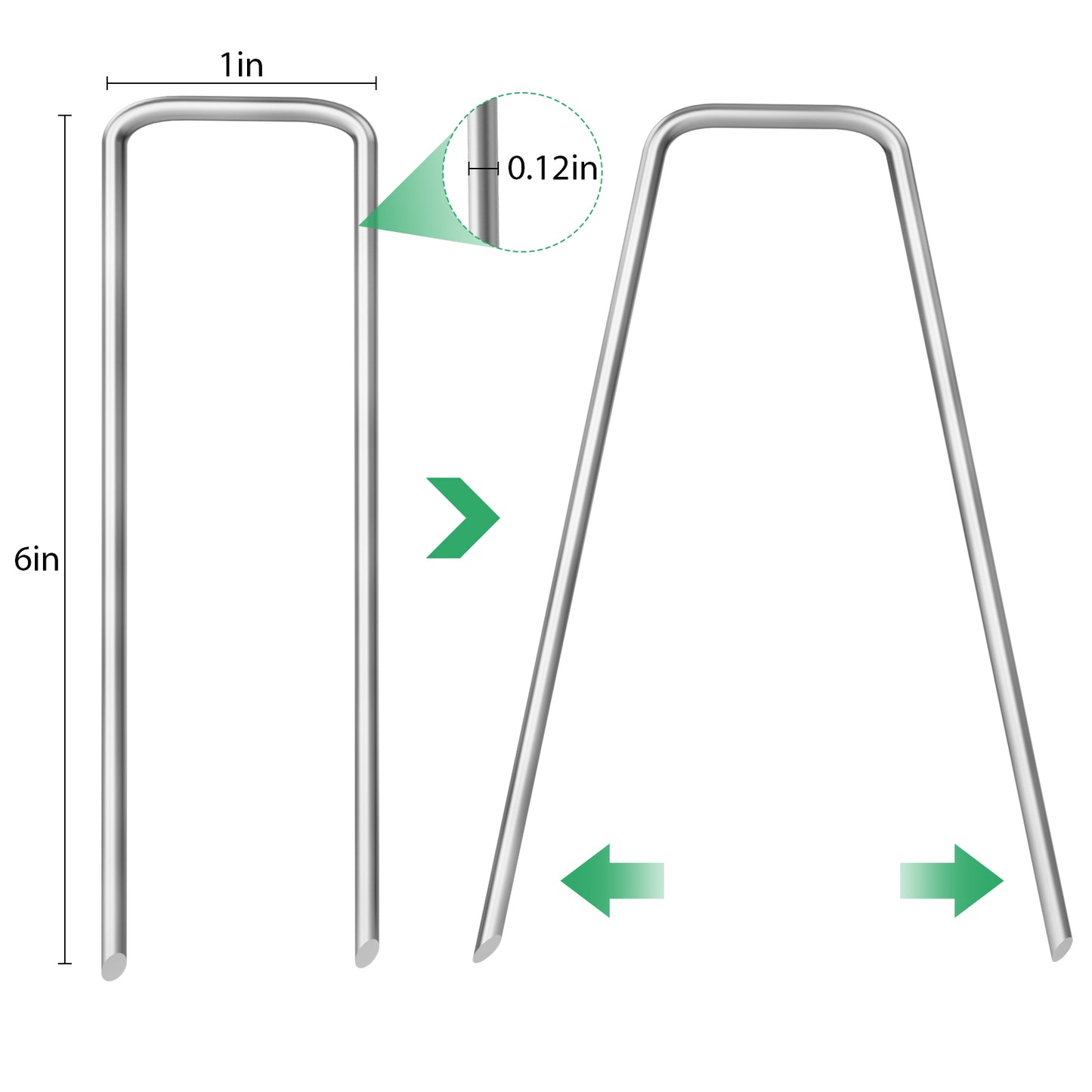 pirecart 100/200/300 pack Landscape Staples, 6 Inches 11 Gauge Stakes, Galvanized Garden Stakes, Anti-Rust U-Shaped Pins, Sod Pins for Weed Barrier Fabric