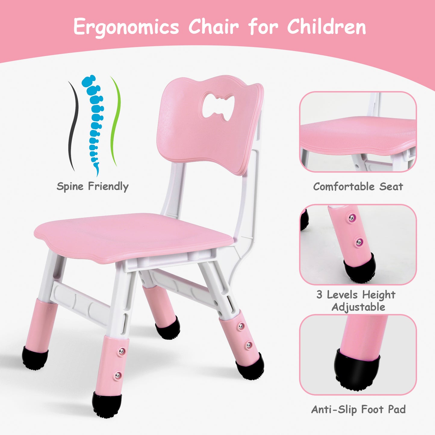 pirecart Height Adjustable Toddler Table and Chair Set for Reading, Drawing, Eating