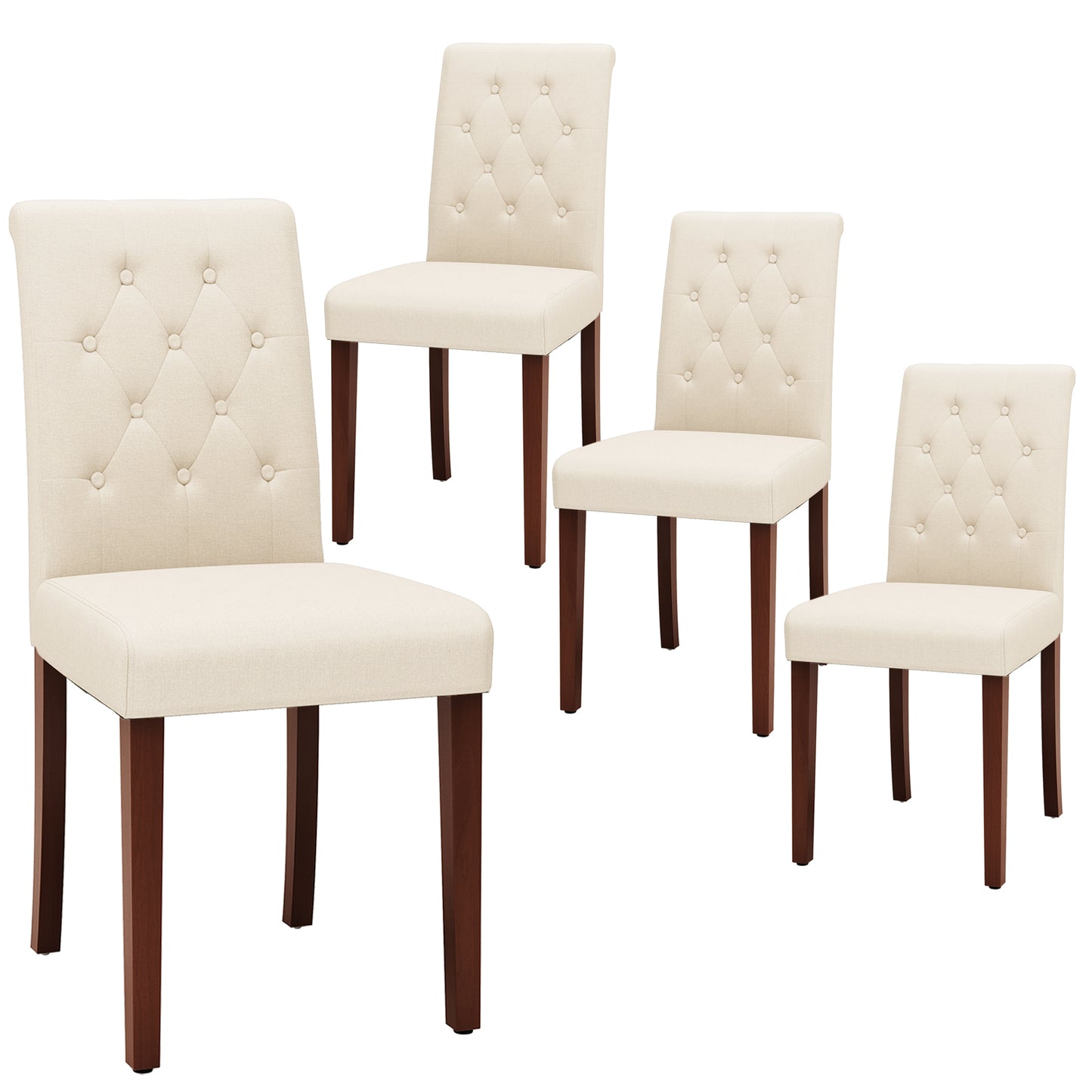 Pirecart Dining Chairs, Kitchen Chairs Set of 4, Button-Tufted Parsons Design Upholstered Fabric Chairs with Solid Wood Legs, for Dining Room & Kitchen