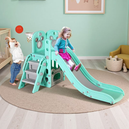 pirecart 4 in 1 Slide Climber for Toddler, Indoor Outdoor Baby Slide with Ball & Hoop