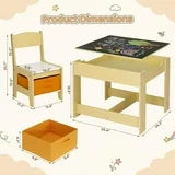 pirecart Kids Table and Chair Set, Wooden Toddler Activity Table with Storage Boxes