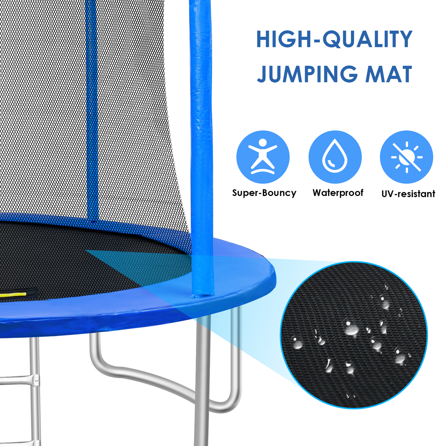 pirecart 12ft Outdoor Yard Trampoline for Kids with Safety Enclosure Net & Ladder