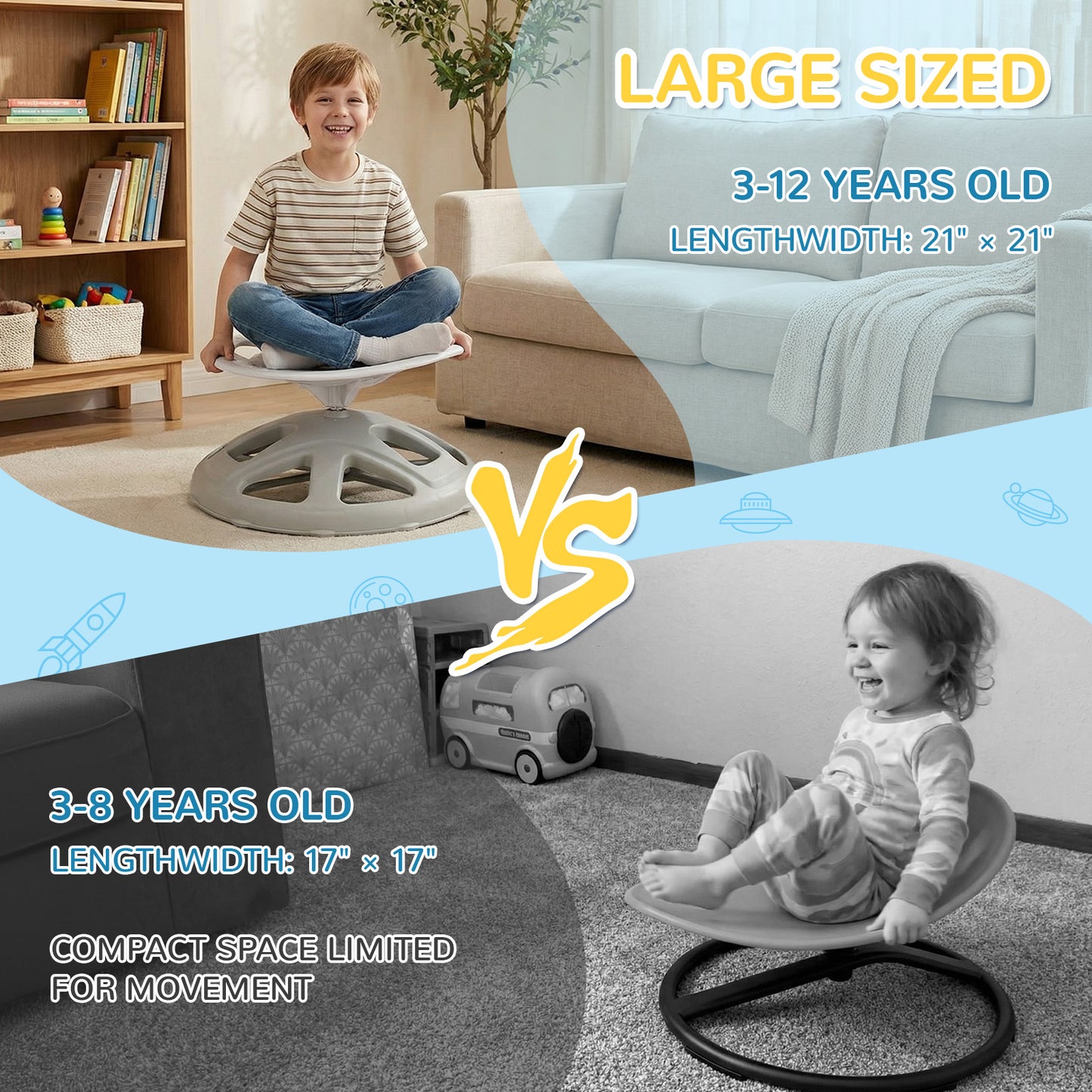 Pirecart Spinning Chair for Autistic Kids, Sit and Spin Autism Toys for Age 3+, Children's Rotating Chair for Kids with Autism, Training Body Coordination