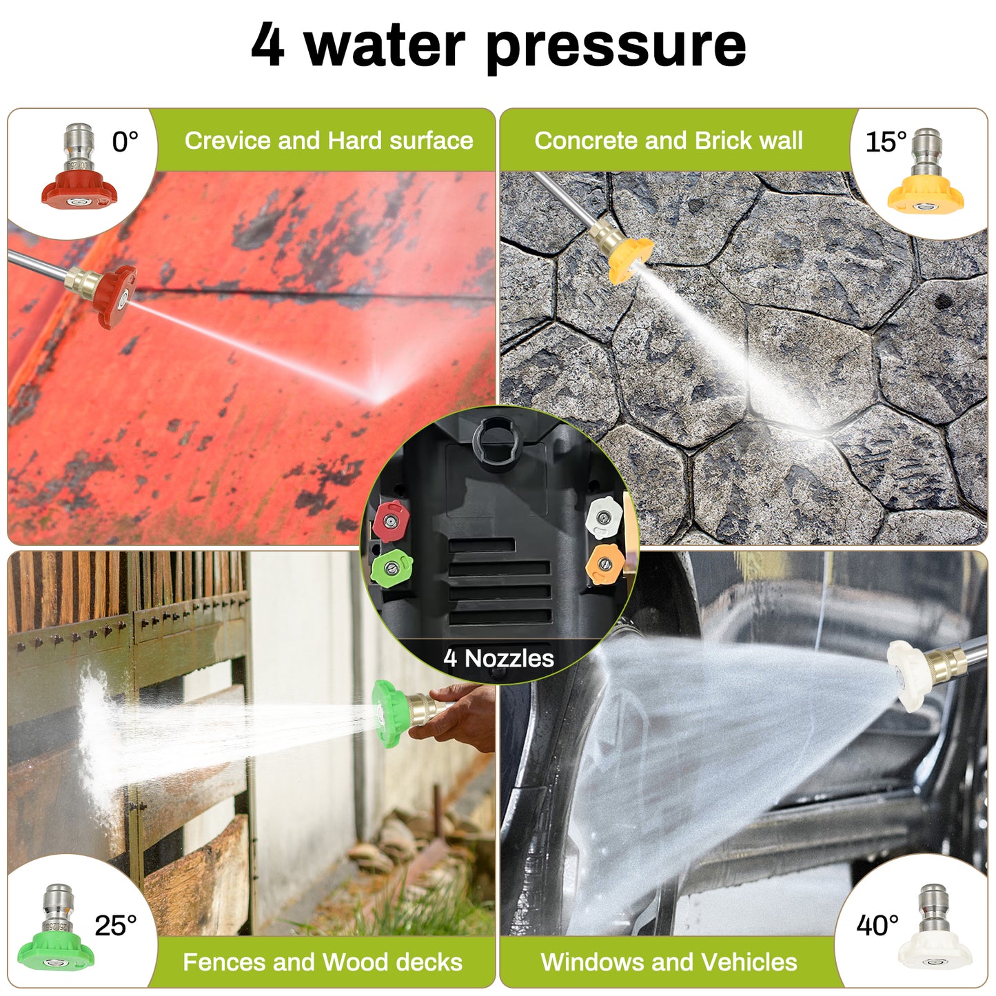 Pirecart Electric Pressure Washer 2700 PSI 1.7 GPM Power Washer with 4 Quick Connect Nozzles, Foam Cannon
