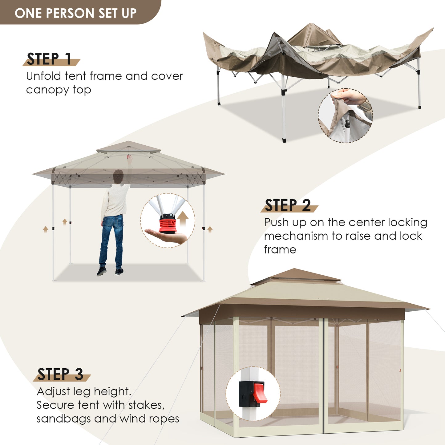 pirecart 11x11ft Pop Up Gazebo, Outdoor Instant Canopy Tent w/4 Netting Sidewall & Auto Extending Eave, Patio Gazebos Shelter