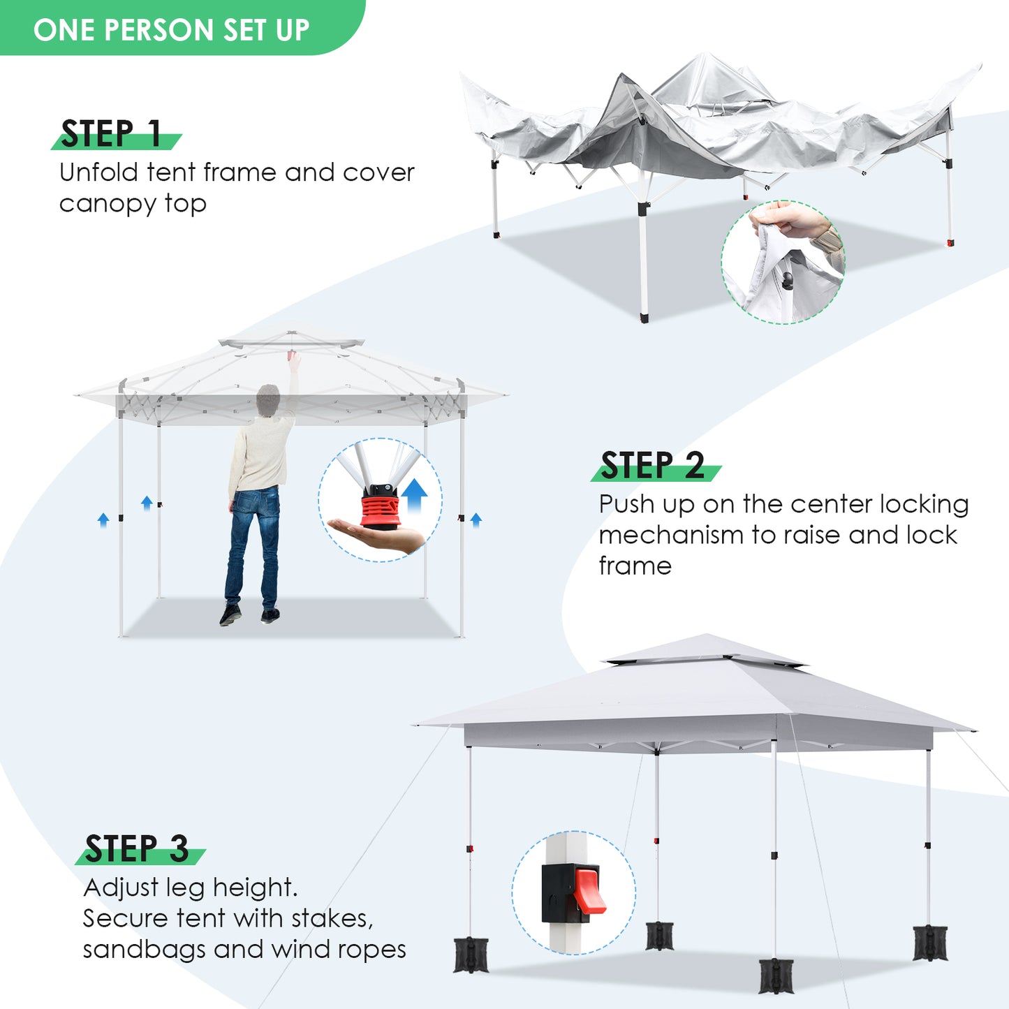 pirecart 12' x 12' Pop up Canopy Tent One Person Folding Commercial Shelter for Party, Camping