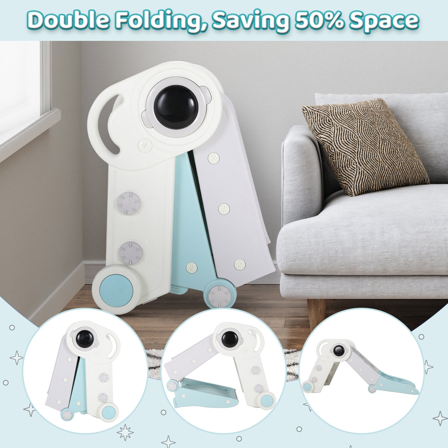 Pirecart Foldable Kids Slide Freestanding Toddler Toy Climbing Slide Playset