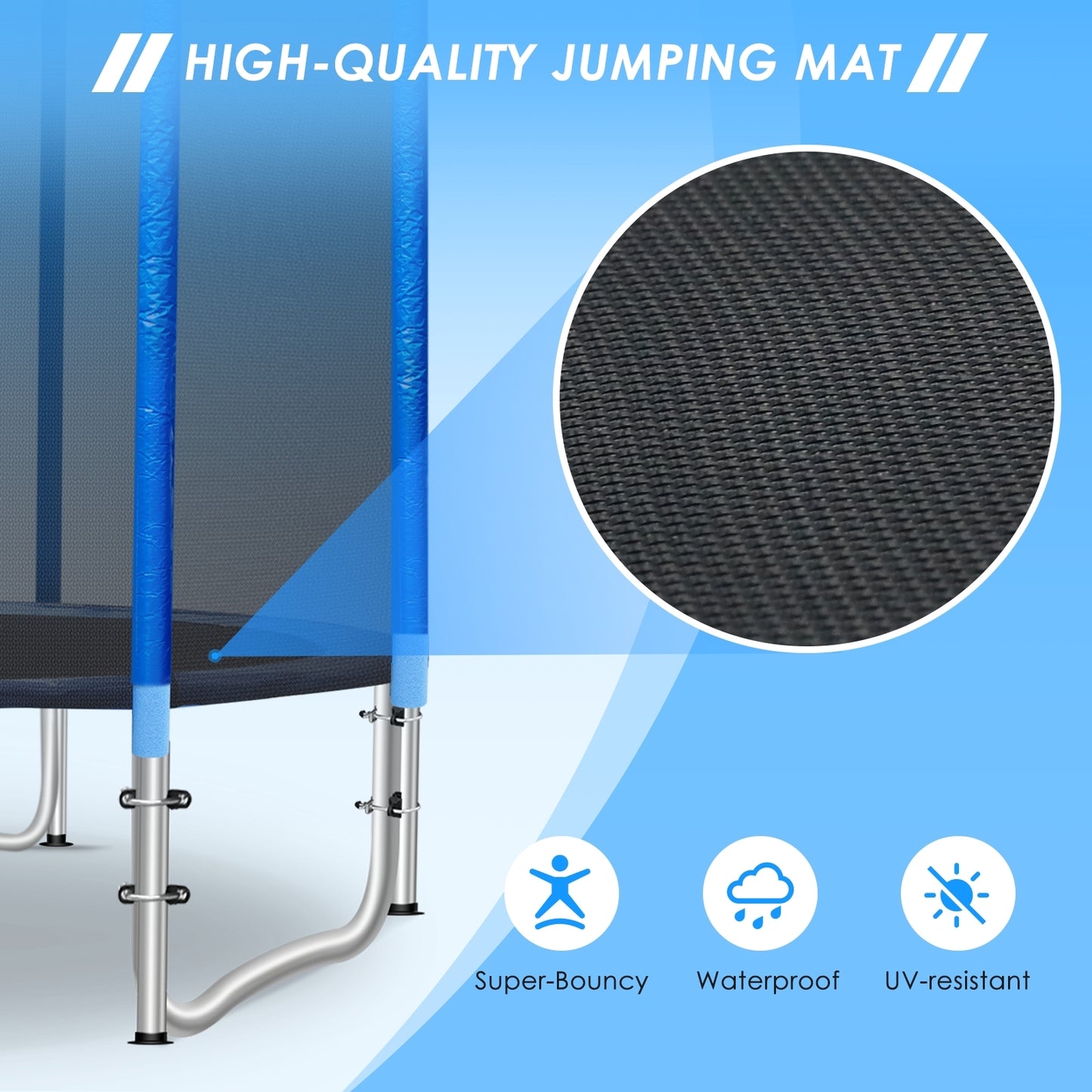 pirecart 8ft Outdoor Backyard Trampoline for Kids with Safety Enclosure, Jumping Mat & Ladder