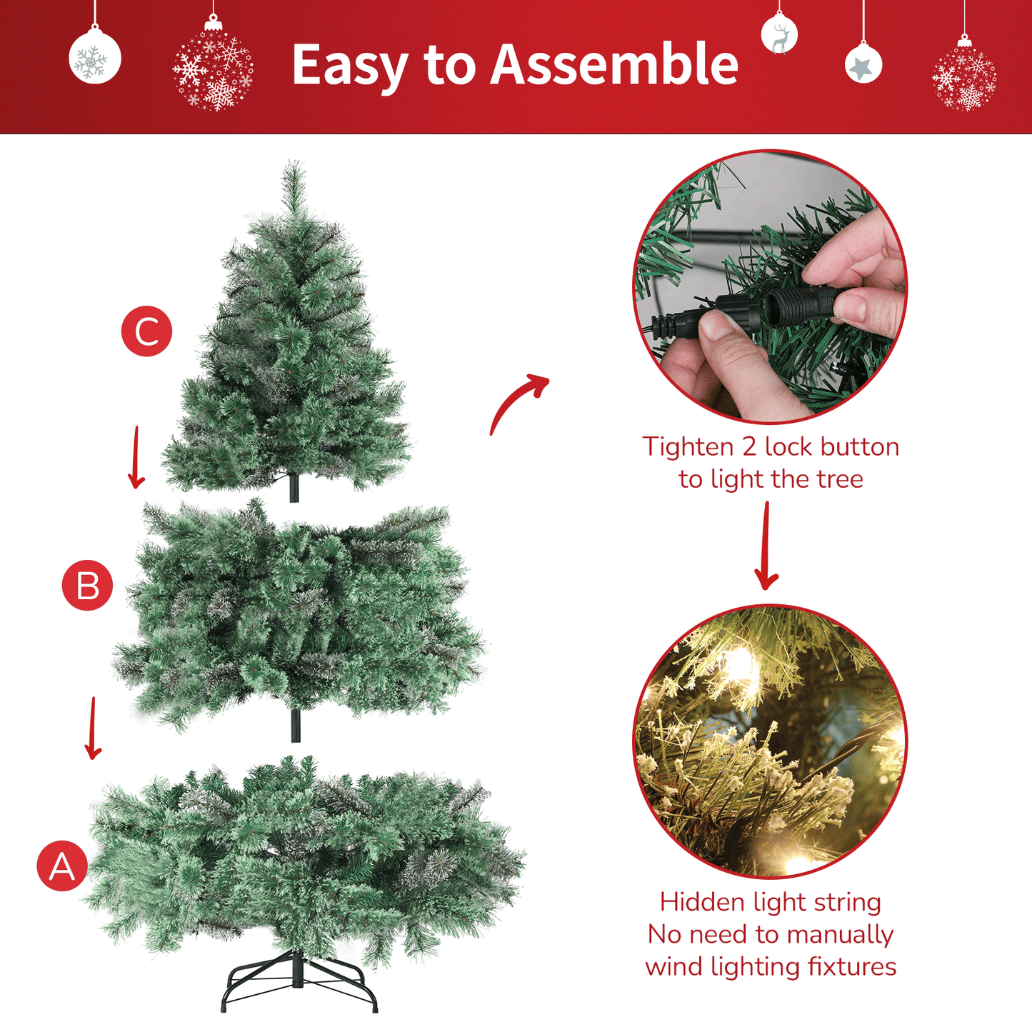 pirecart 6/8/9ft Artificial Holiday Christmas Tree Standing Xmas Tree W/Pre-lighted Decor