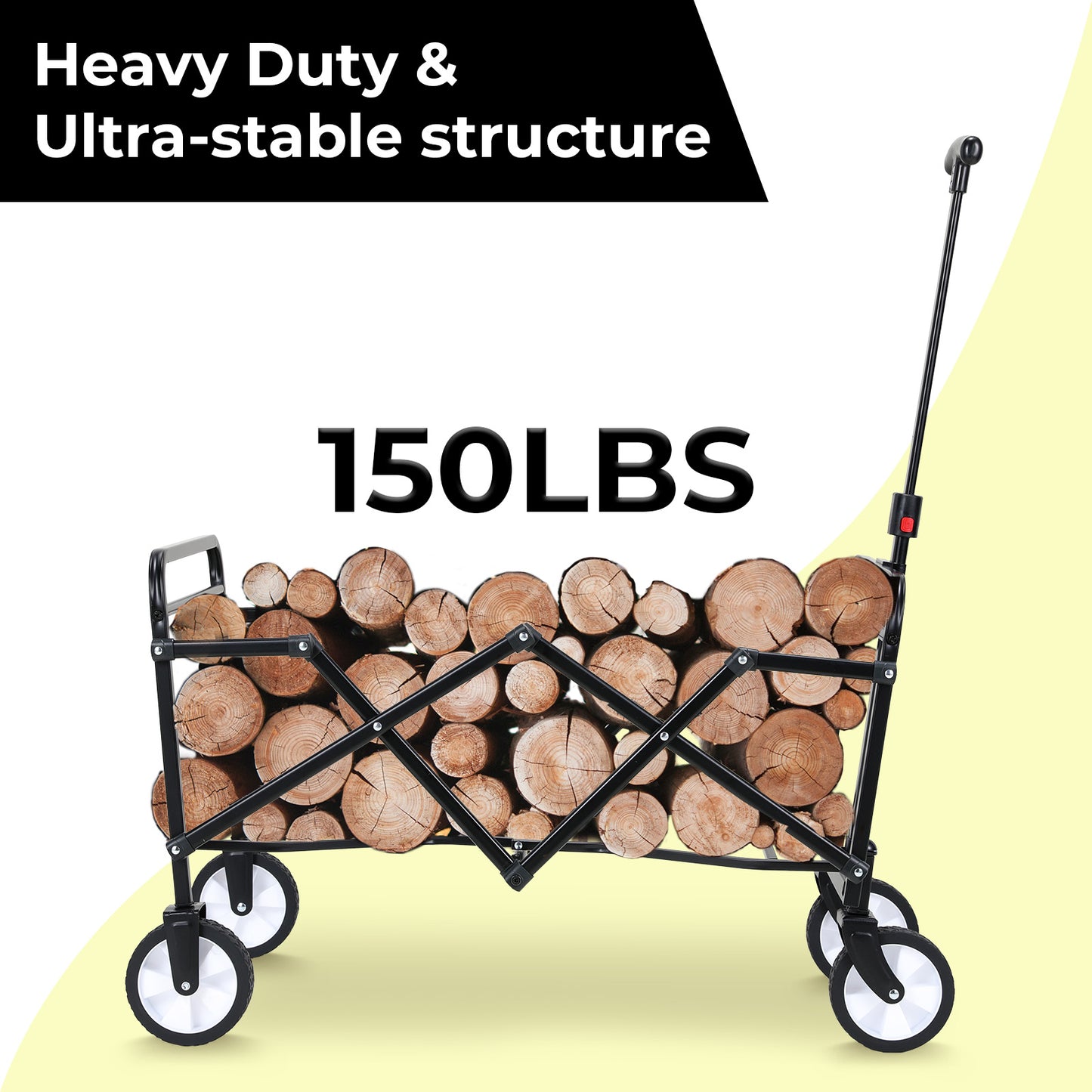 Pirecart 150lbs Capacity Foldable Wagons Carts, Lightweight Portable Utility Shopping Cart with Wheels, Collapsible Grocery Wagon Cart for Grocery, Camping, Shopping, Beach, Garden, Sports