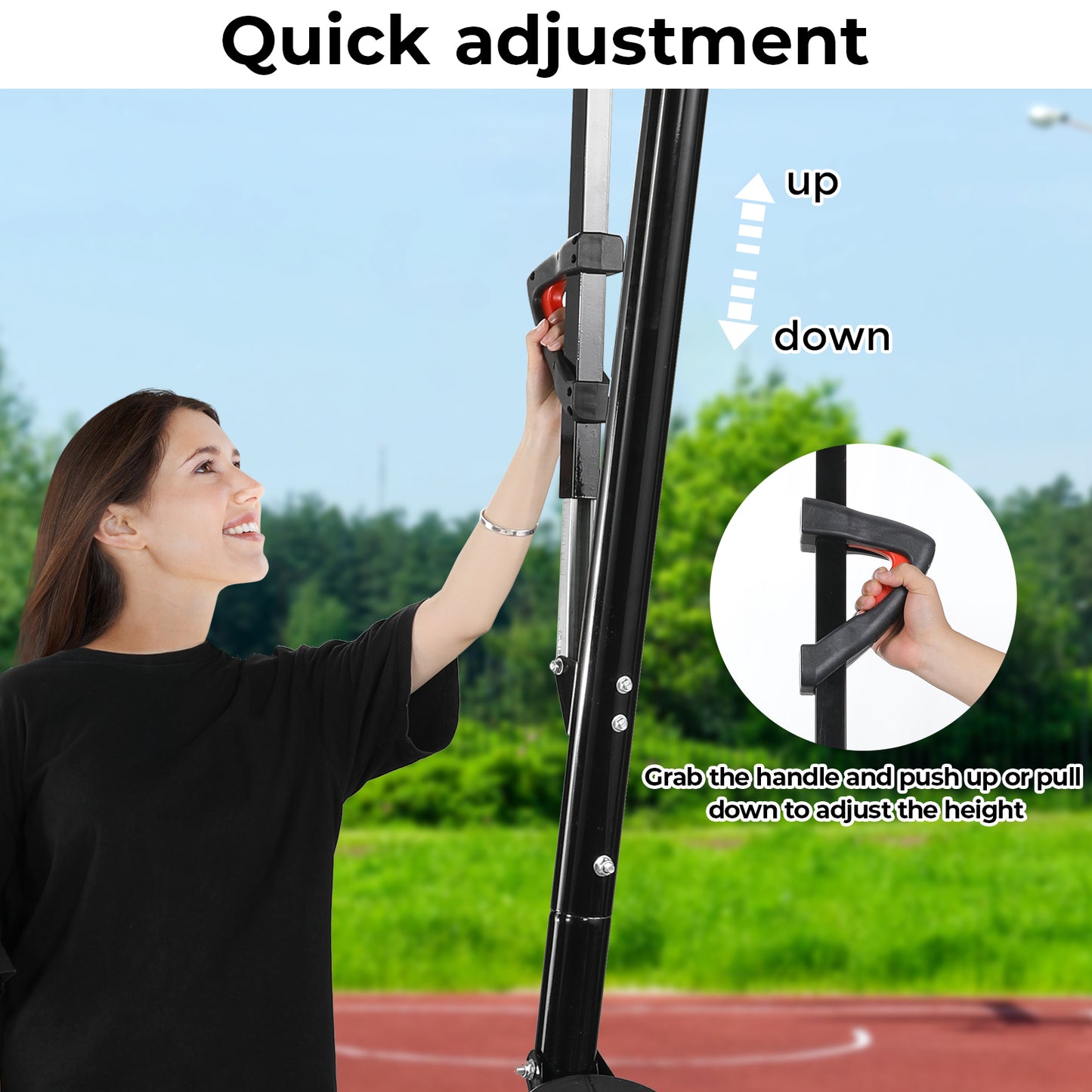 pirecart 44 in Portable Basketball Hoop System 8-10 FT Height Adjustable Basketball Hoop