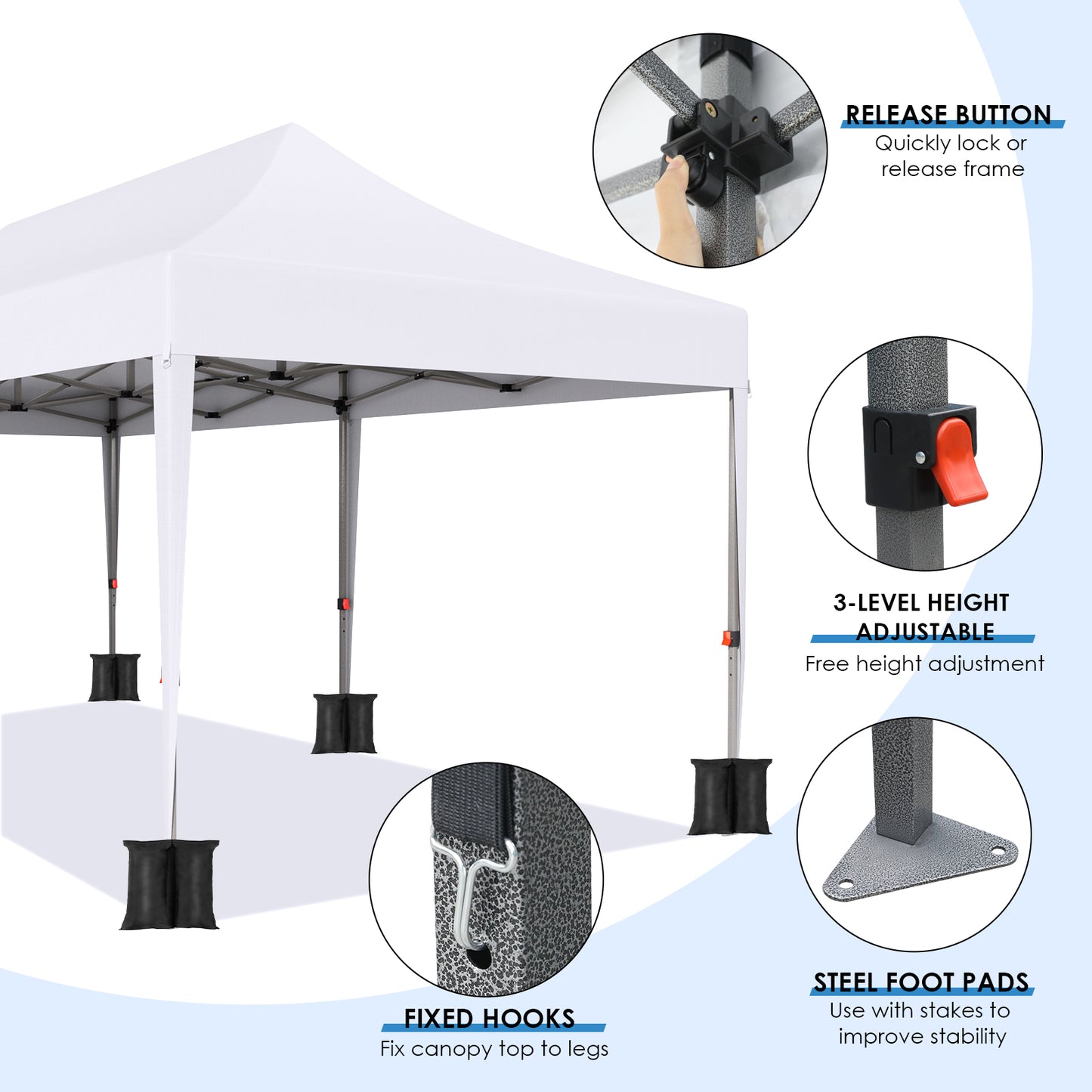 pirecart 10x20ft Pop up Canopy Tent w/6 Sidewalls, Heavy Duty Commercial Instant Gazebo w/Wheeled Bag