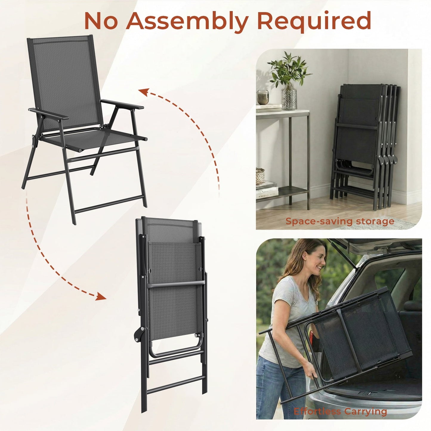 Pirecart 2/4 Pcs Patio Dining Chairs, Outdoor Folding Chairs W/ Breathable Textilene & E-Coating, Armrests & High Back, for Deck, Garden, Poolside