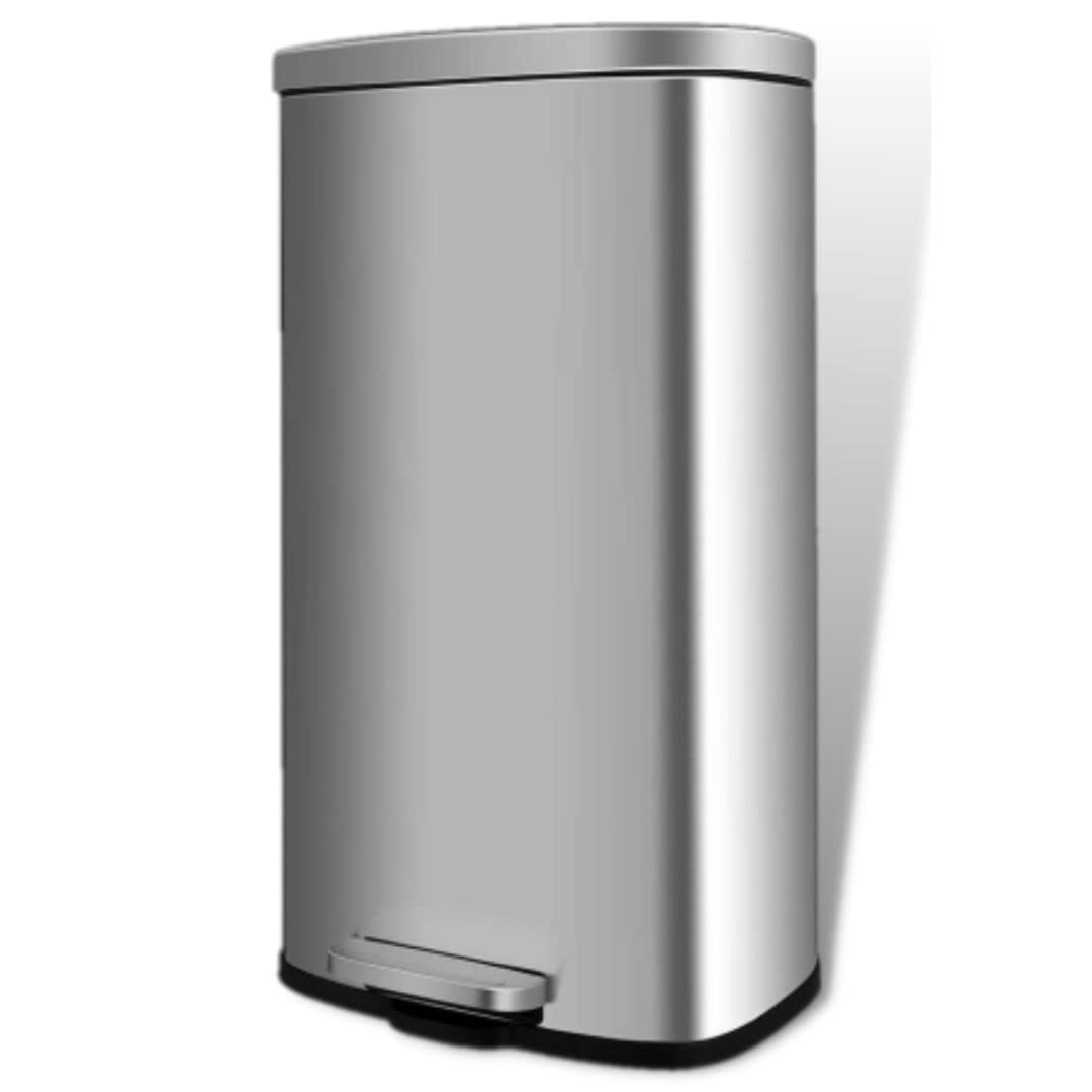 pirecart 8 Gallon Step Trash Can Stainless Steel Garbage Bin with Inner Bucket