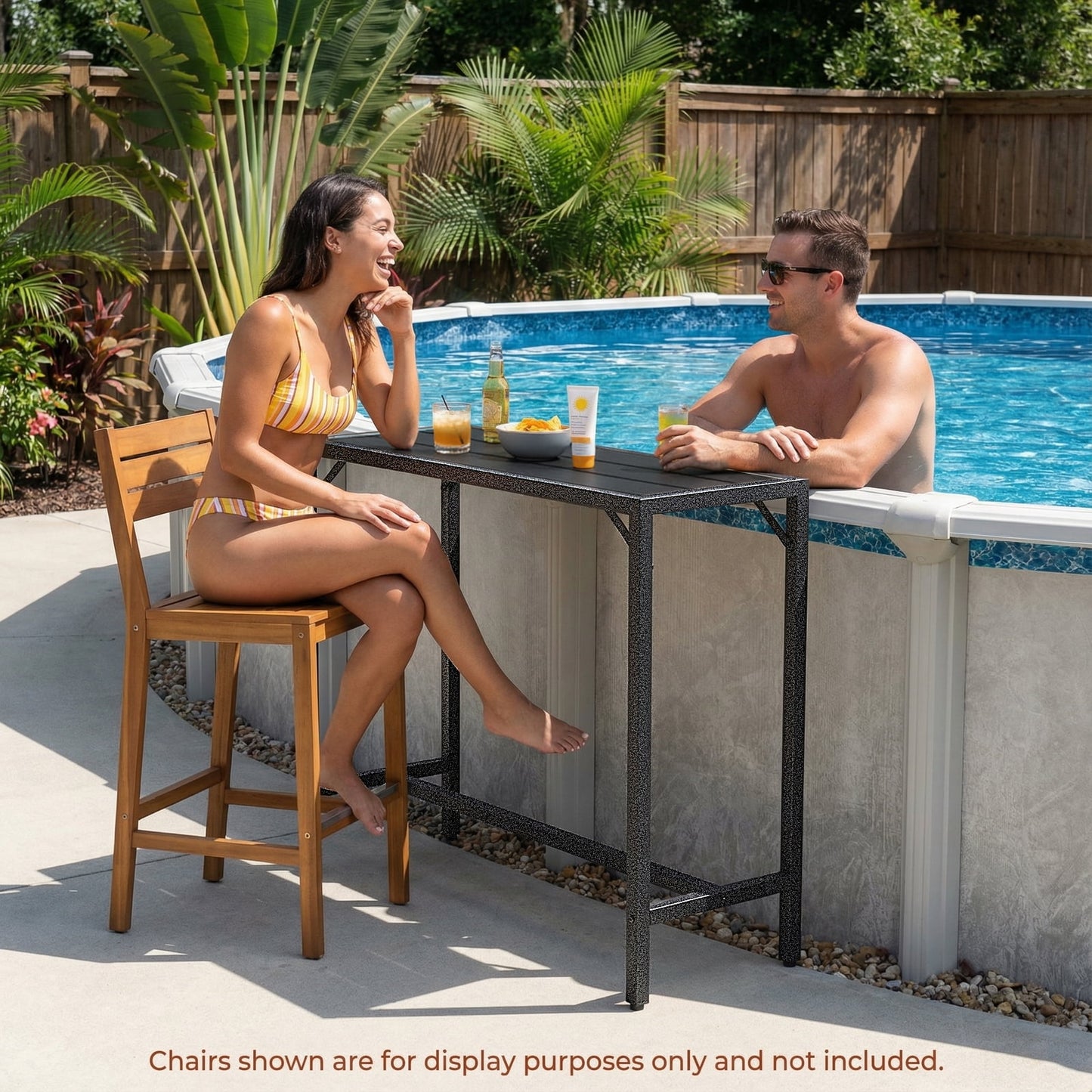 Pirecart Bar Table, Outdoor Counter Height Table W/ Adjustable Foot & HDPE Top, E-Coating & Hammer-Finish Frame, All Weather for Hot Tub,Balcony,Poolside,Kitchen