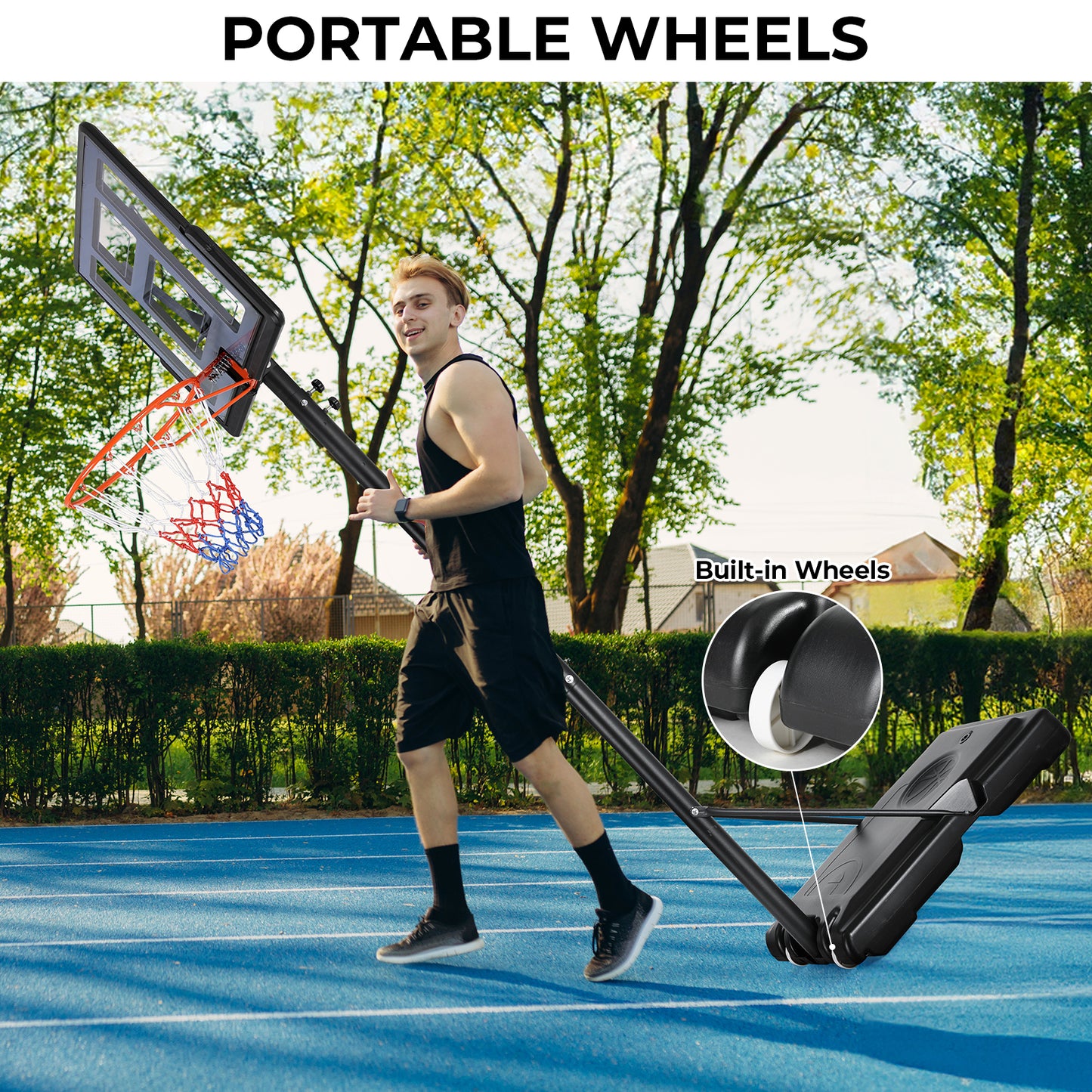 pirecart Basketball Hoop Outdoor, 4.4-10ft Adjustable Height, Outdoor Portable Basketball Goal System for Kid/Youth/Adult