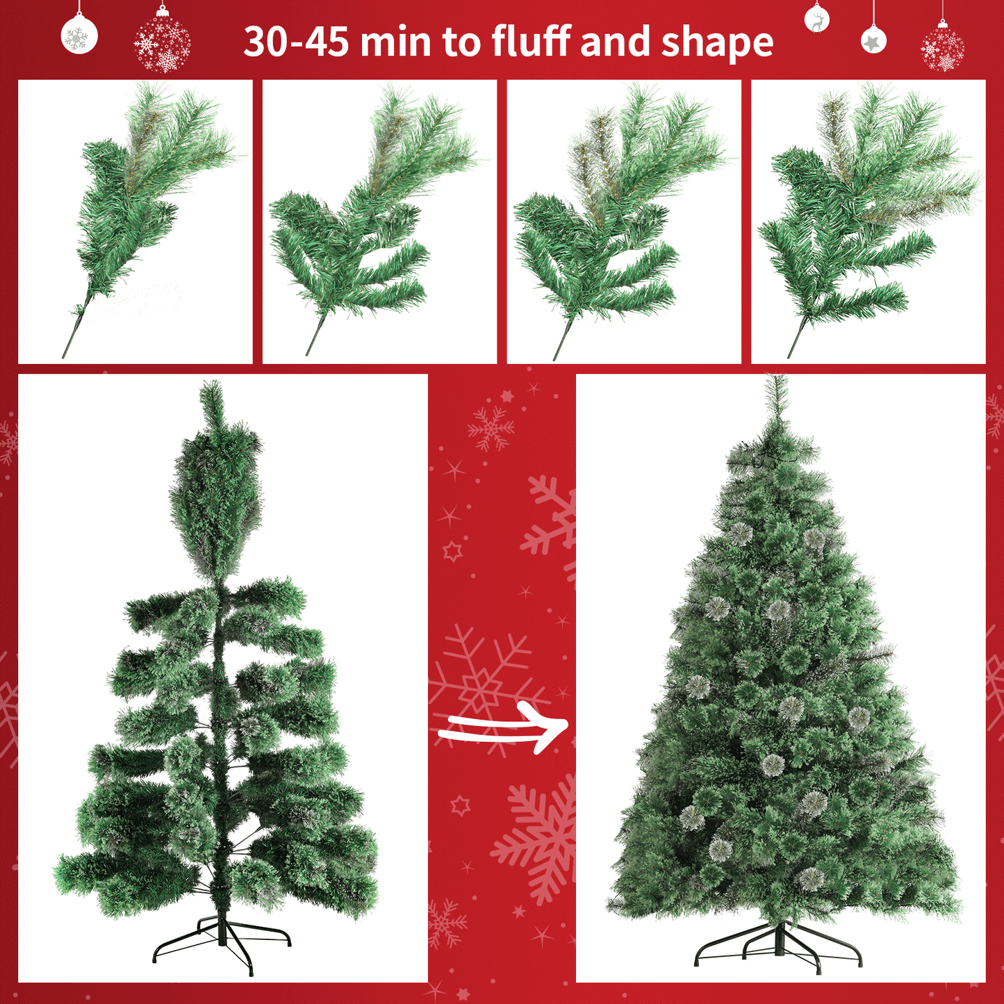pirecart 6/8/9ft Artificial Holiday Christmas Tree Standing Xmas Tree W/Pre-lighted Decor