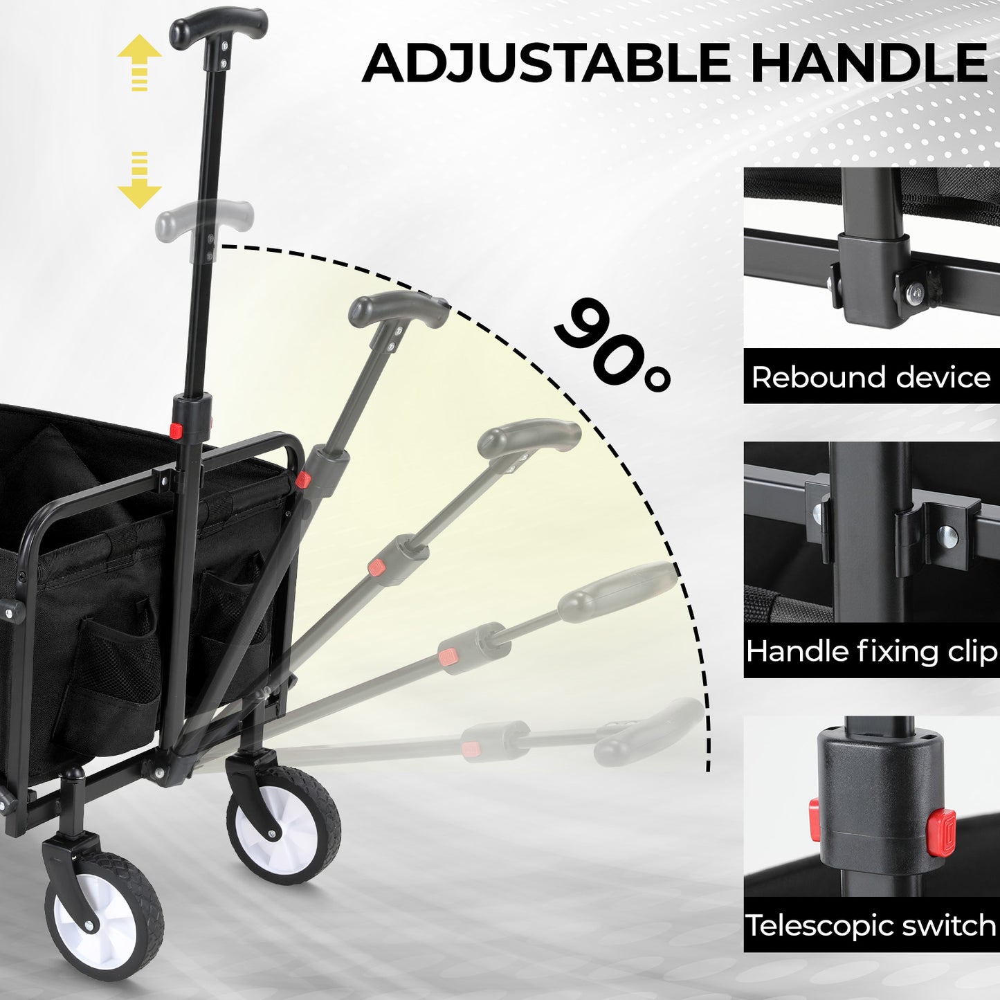 Pirecart 150lbs Capacity Foldable Wagons Carts, Lightweight Portable Utility Shopping Cart with Wheels, Collapsible Grocery Wagon Cart for Grocery, Camping, Shopping, Beach, Garden, Sports