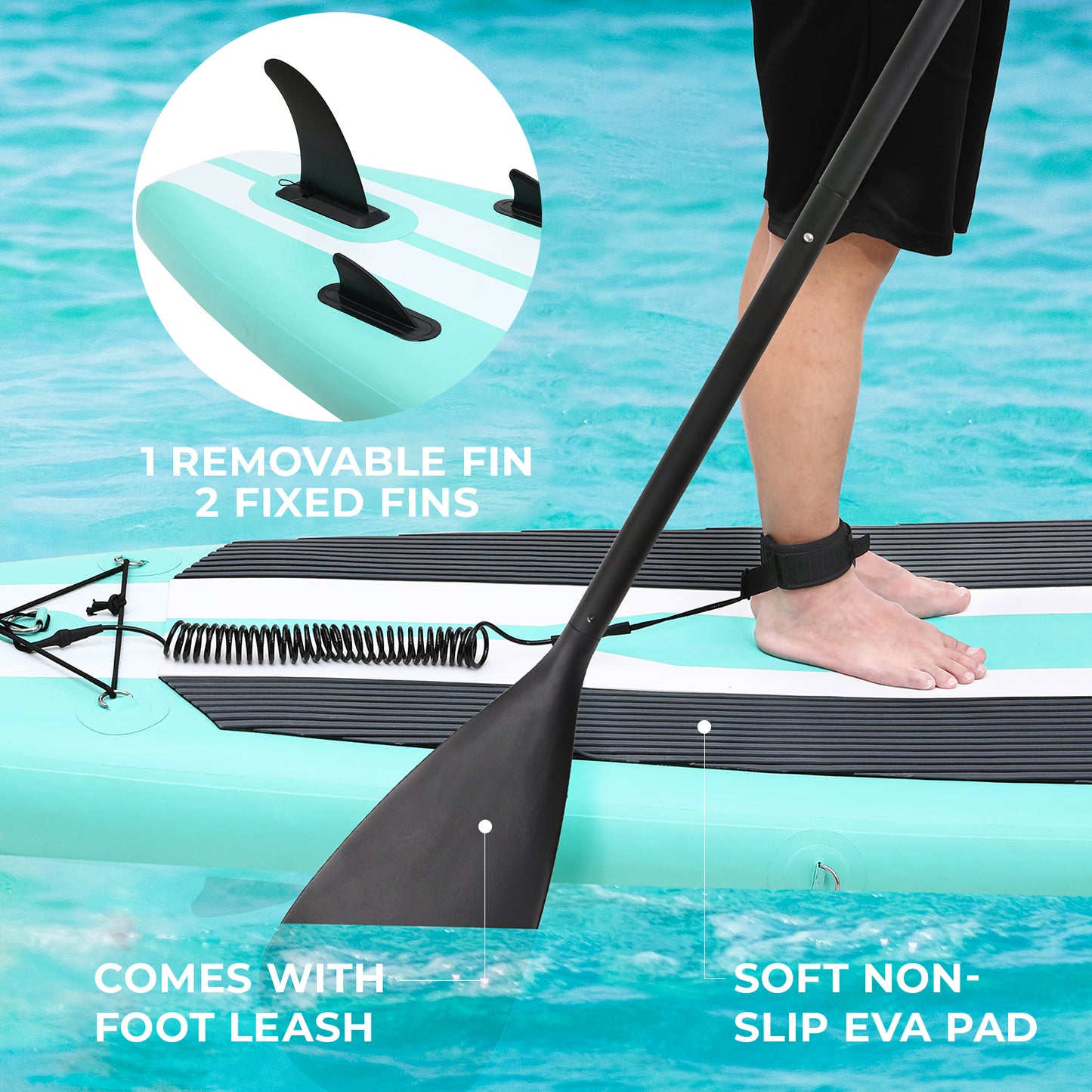 pirecart 11ft Inflatable Paddle Stand up Paddle Board with Non-Slip Deck and Pump and Paddle Surfboard