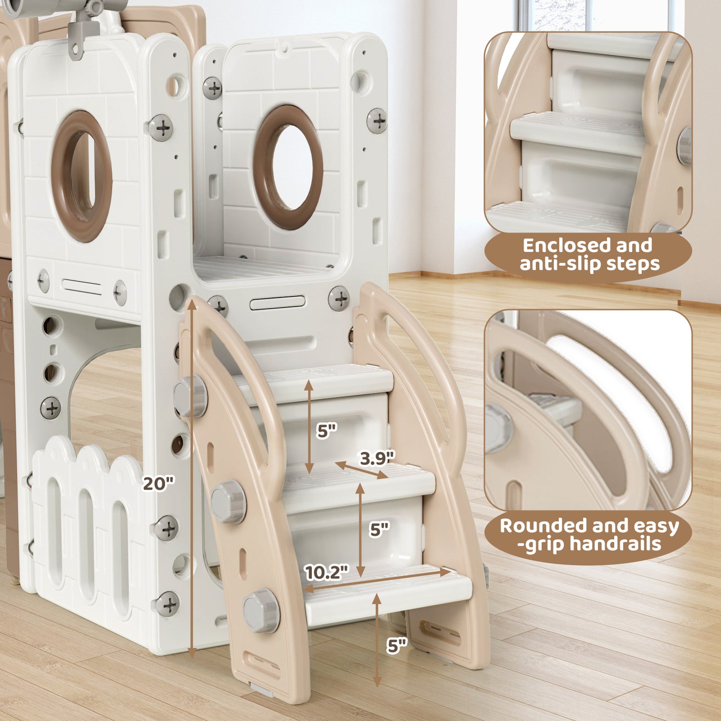 Pirecart Large Toddler Slide, Indoor Outdoor Kids Climber Playset with Basketball Hoop, Storage Space, Tunnel for Boys and Girls