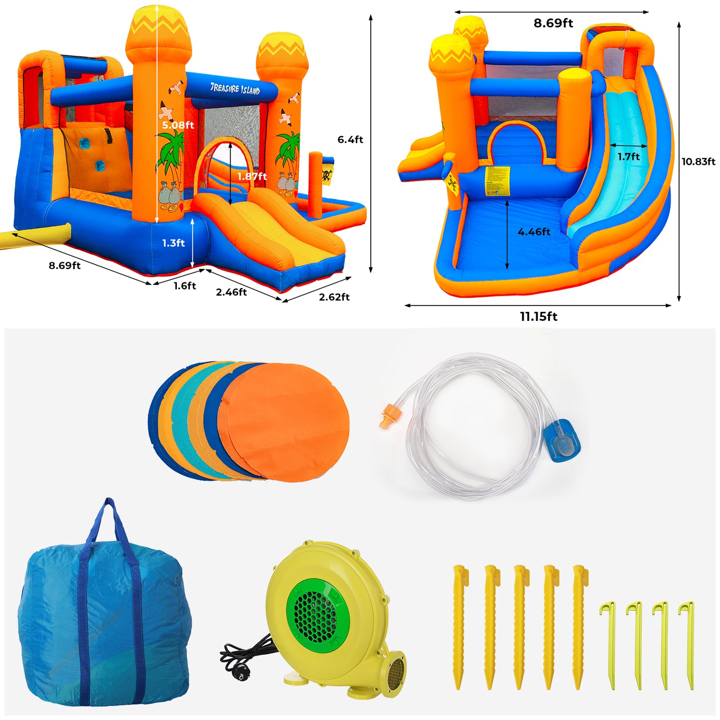 pirecart Kids Inflatable Bounce Castle Outdoor/Indoor Bouncy House Water Park with Blower