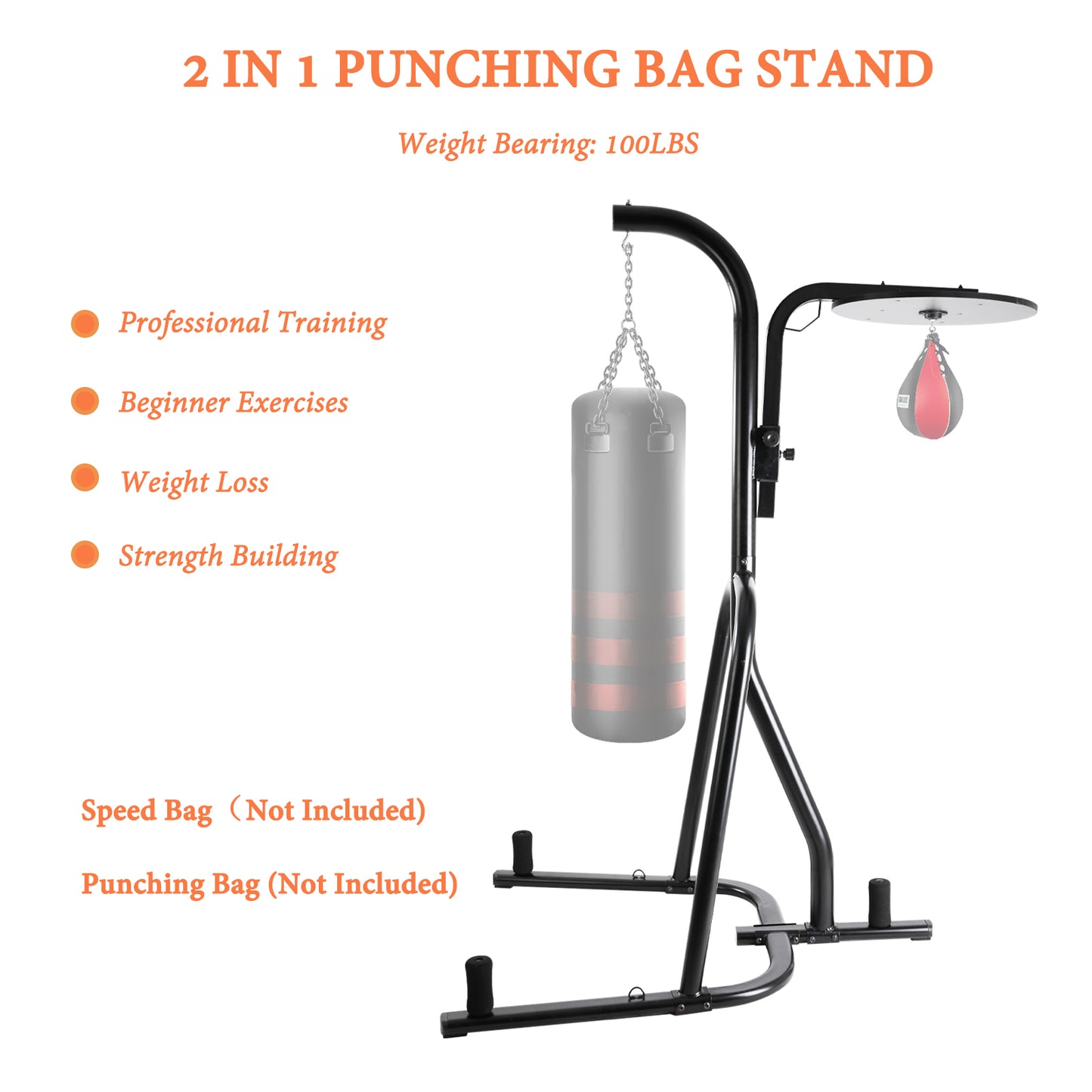 pirecart Heavy Boxing Bag Stand, Height Adjustable Steel Punching Stand for Heavy Bag