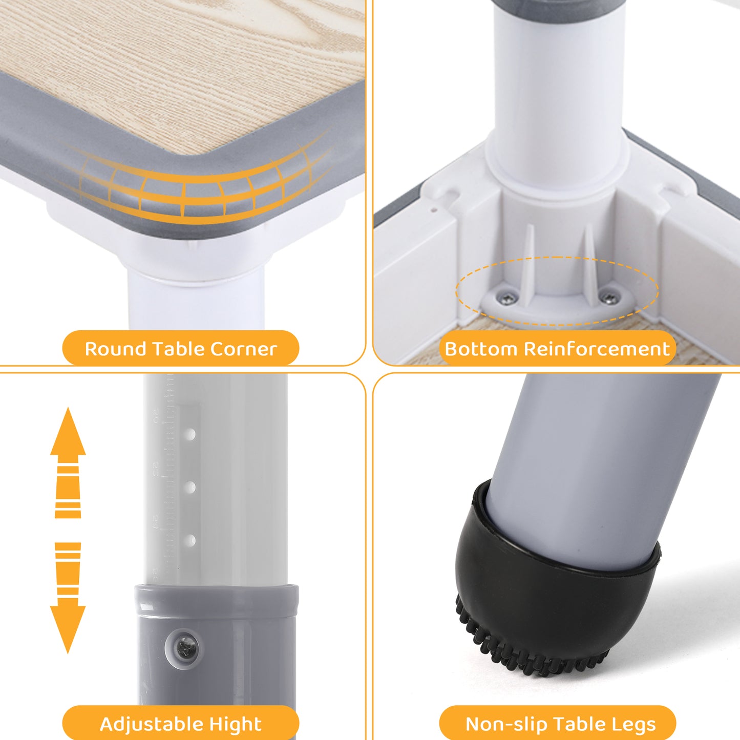 Pirecart Kids Table and 2 Chairs Set Activity Table Height Adjustable Toddler Art Desk for Reading Drawing Eating, Suitable for Ages 3-9