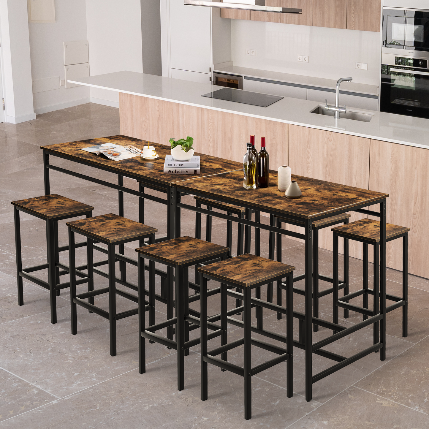 pirecart 5 Piece Counter Height Bar Table Set, Kitchen Dining Room Bistro Pub Table W/ 4 Stools