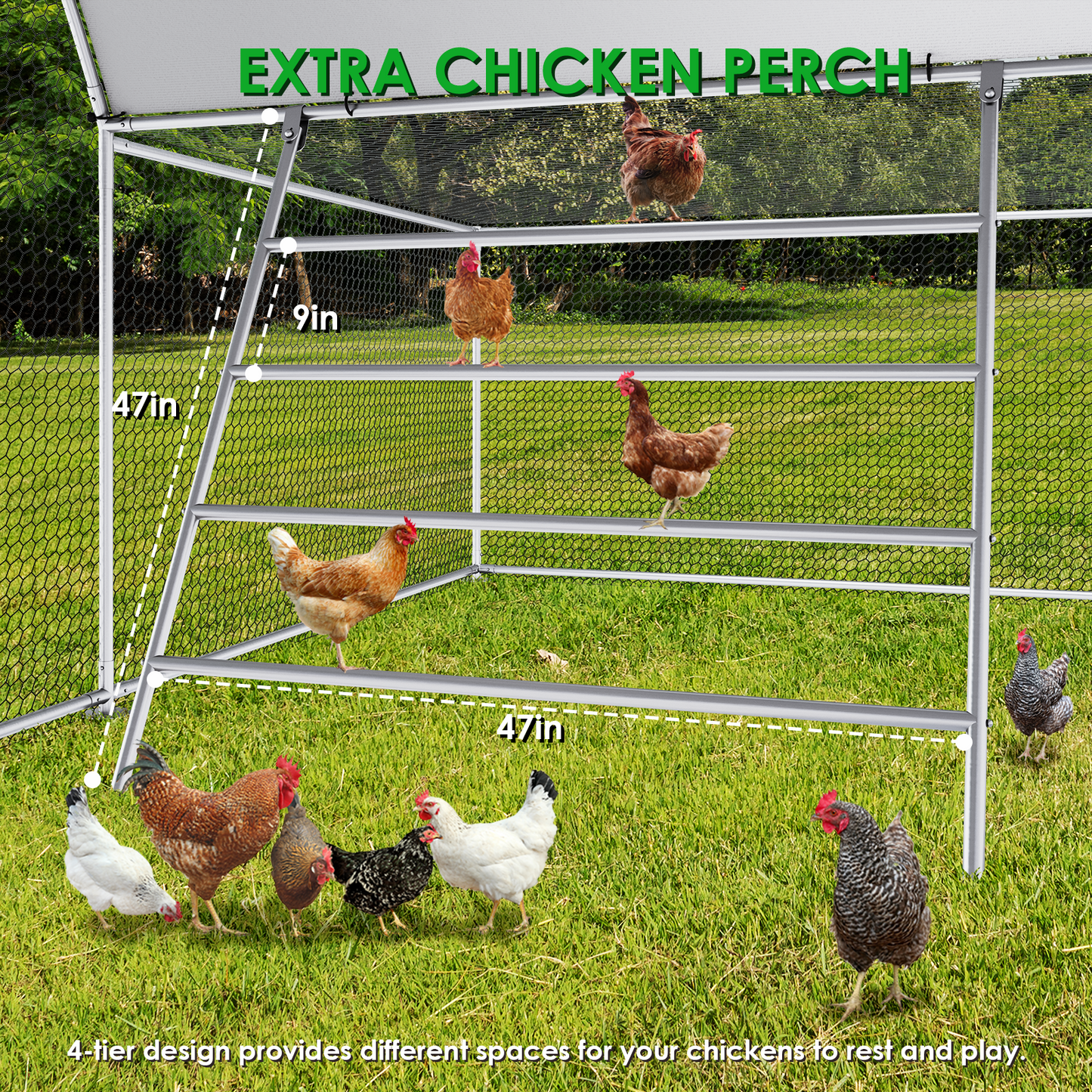 pirecart Large Metal Chicken Coop, 23x6.6x6.6ft Walk in Poultry Cage Hen Chicken Run House Rabbits Habitat Cage with Chicken Ladder