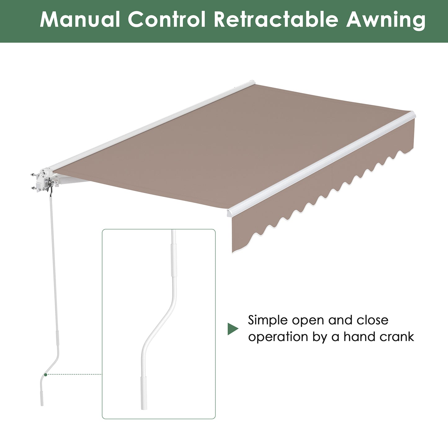 patio 10 x 8.2 ft Patio Awning Retractable Sun Shade Awning Cover Outdoor Patio Canopy Sunsetter